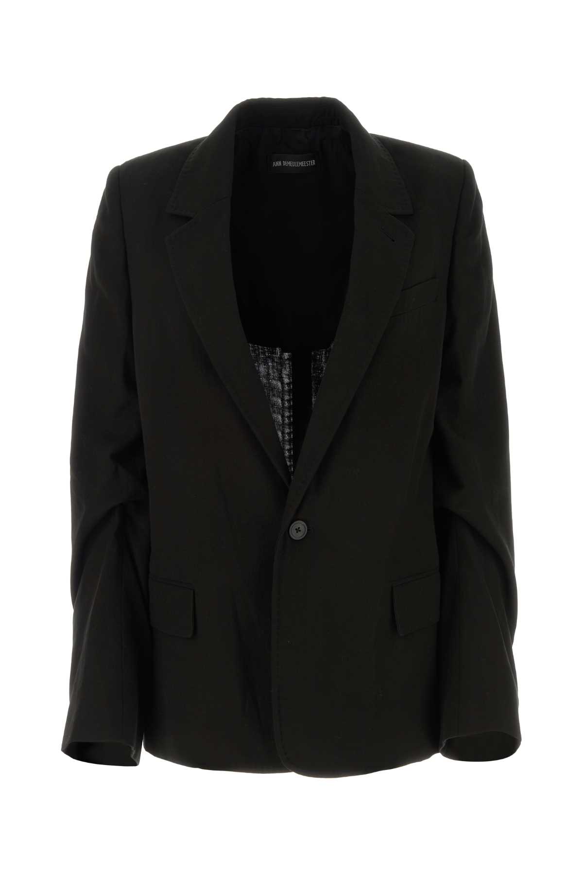 Black cotton Renske blazer 2301WJA11FA236099 (Ann Demeulemeester / ブレザー・ジャケット ) | Ann Demeulemeester (アンドゥムルメステール)