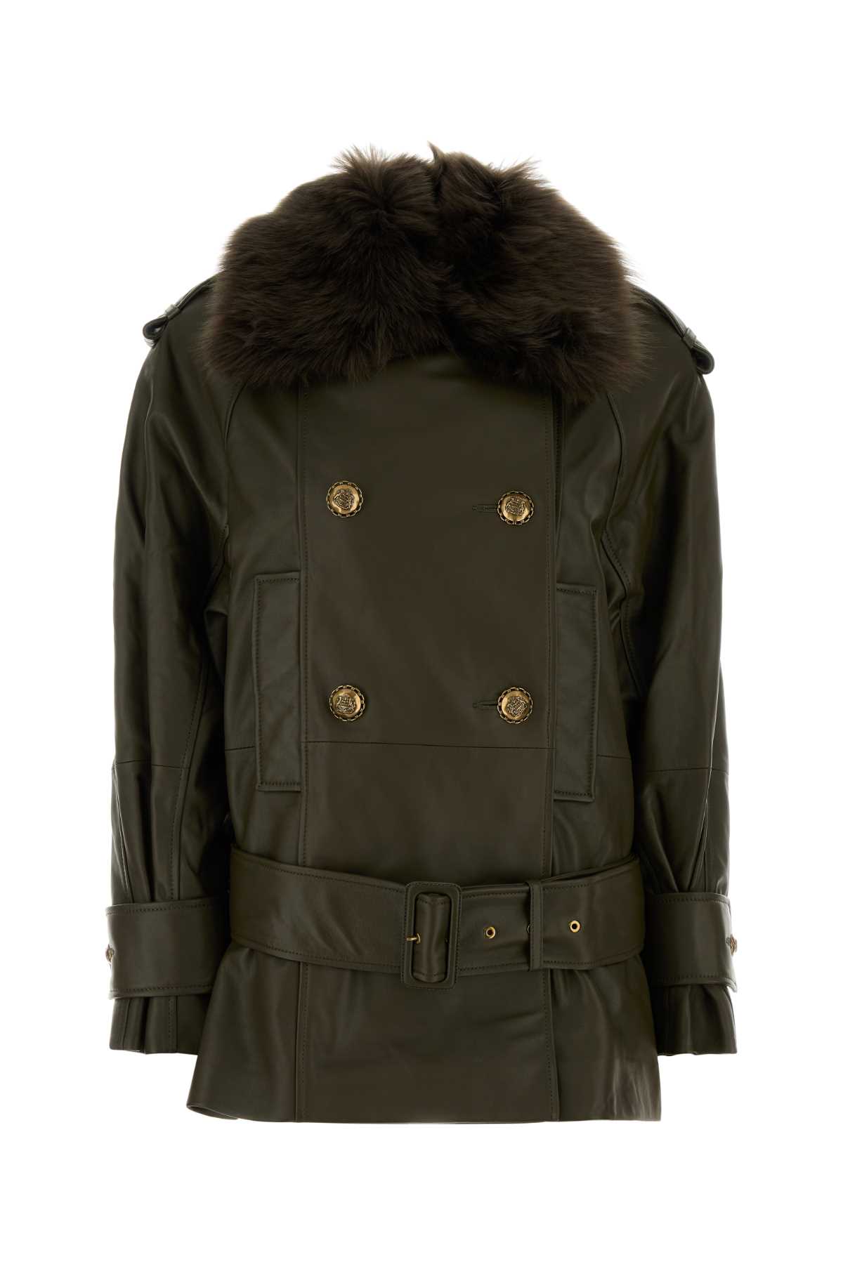 Army green leather Hypnotic jacket 4992JF251OLV (ZIMMERMANN / レザー&ファージャケット・コート ) | ZIMMERMANN (ジマーマン)