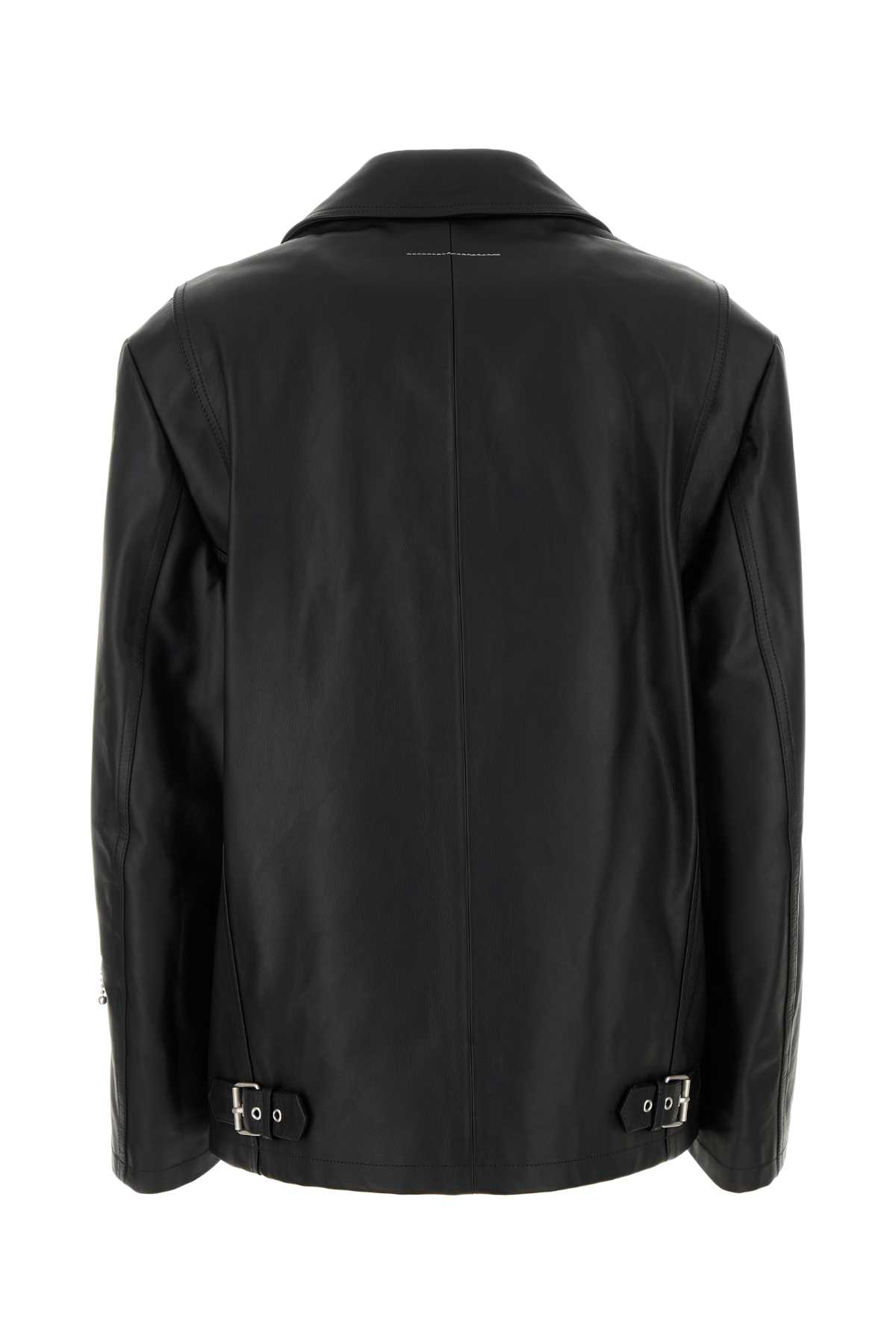 Black leather jacket S62AN0137M07005900 (MM6 Maison Margiela / レザー&ファージャケット・コート ) | MM6 Maison Margiela (エムエムシックス)(1)
