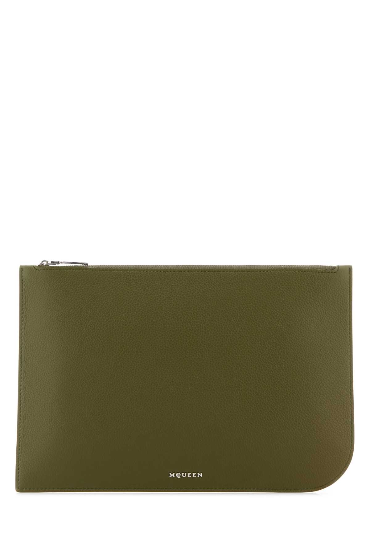 Olive green leather large Sling pouch 8148501VDCC3217 (Alexander McQUEEN / クラッチバッグ・ポーチ ) | Alexander McQUEEN (アレキサンダー・マックイーン)