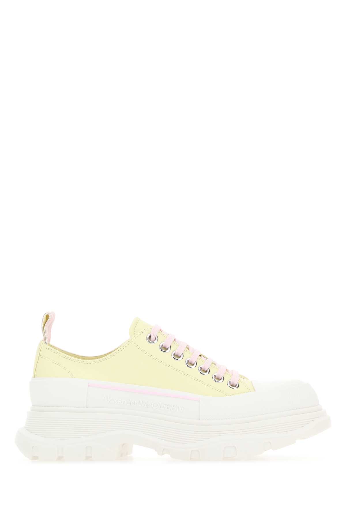 Pastel yellow leather Tread Slick sneakers 702042WHZ627157 (Alexander McQUEEN / スニーカー ) | Alexander McQUEEN (アレキサンダー・マックイーン)