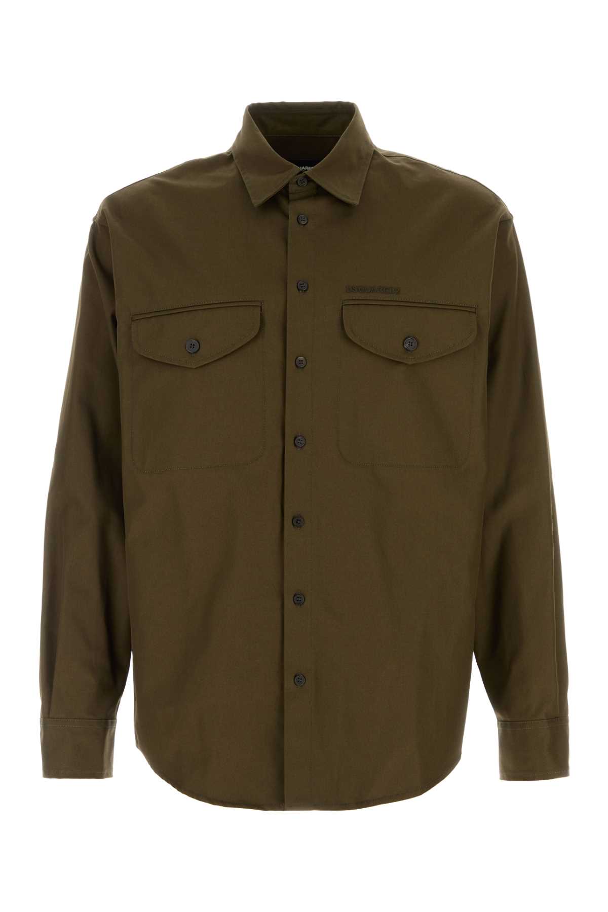 Army green cotton shirt S71DM0805S41794728 (Dsquared2 / シャツ・ブラウス ) | Dsquared2 (ディースクエアード)