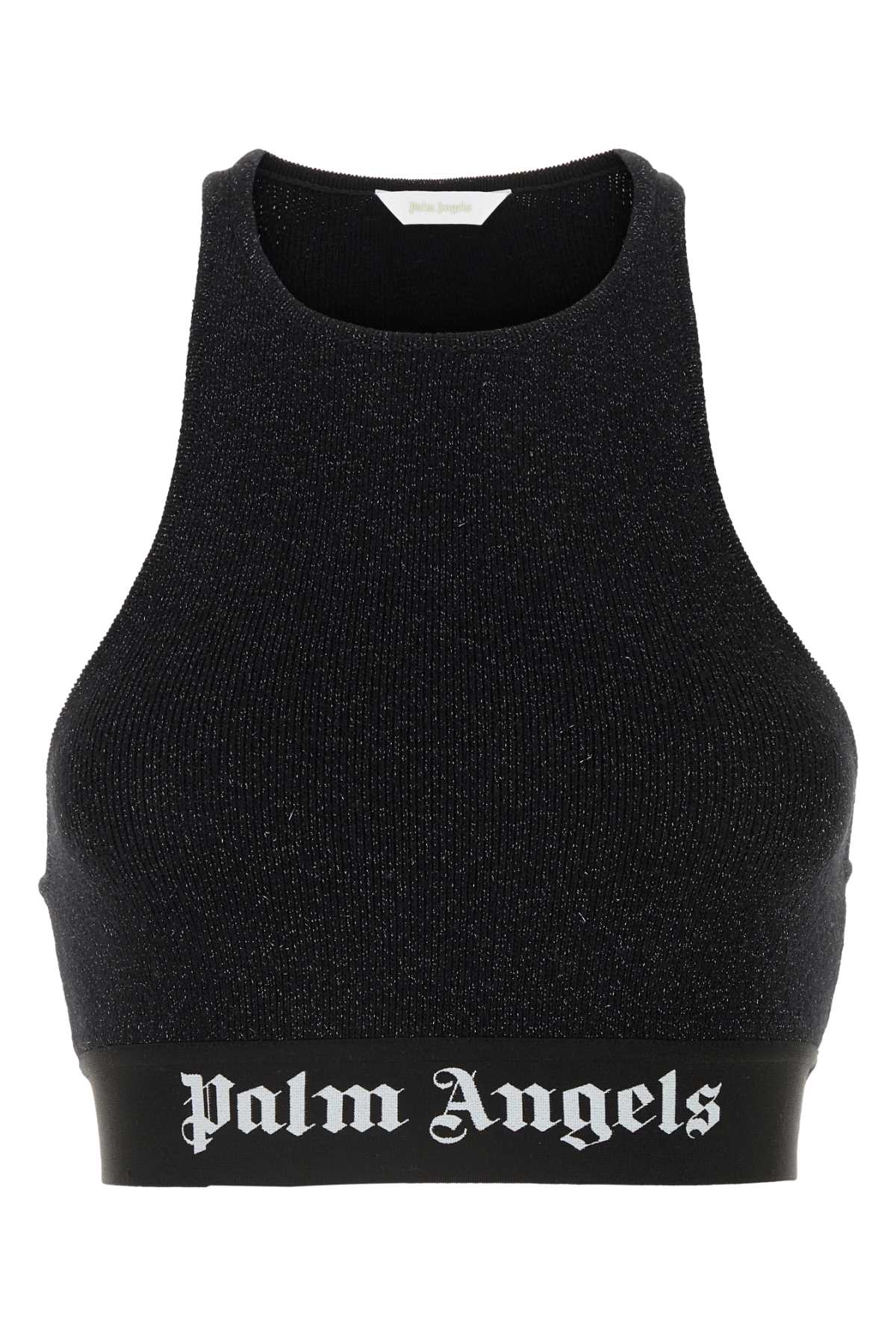 Black viscose blend crop-top PWHT001F24KNI0011010 (Palm Angels / タンクトップ・キャミソール ) | Palm Angels (パームエンジェルス)