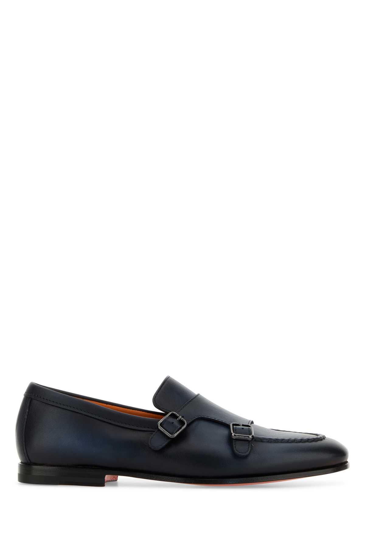 Midnight blue leather Dong monk strap shoes MCNC18003SA4BSLFU60 (Santoni / フラットシューズ ) | Santoni (サントーニ)