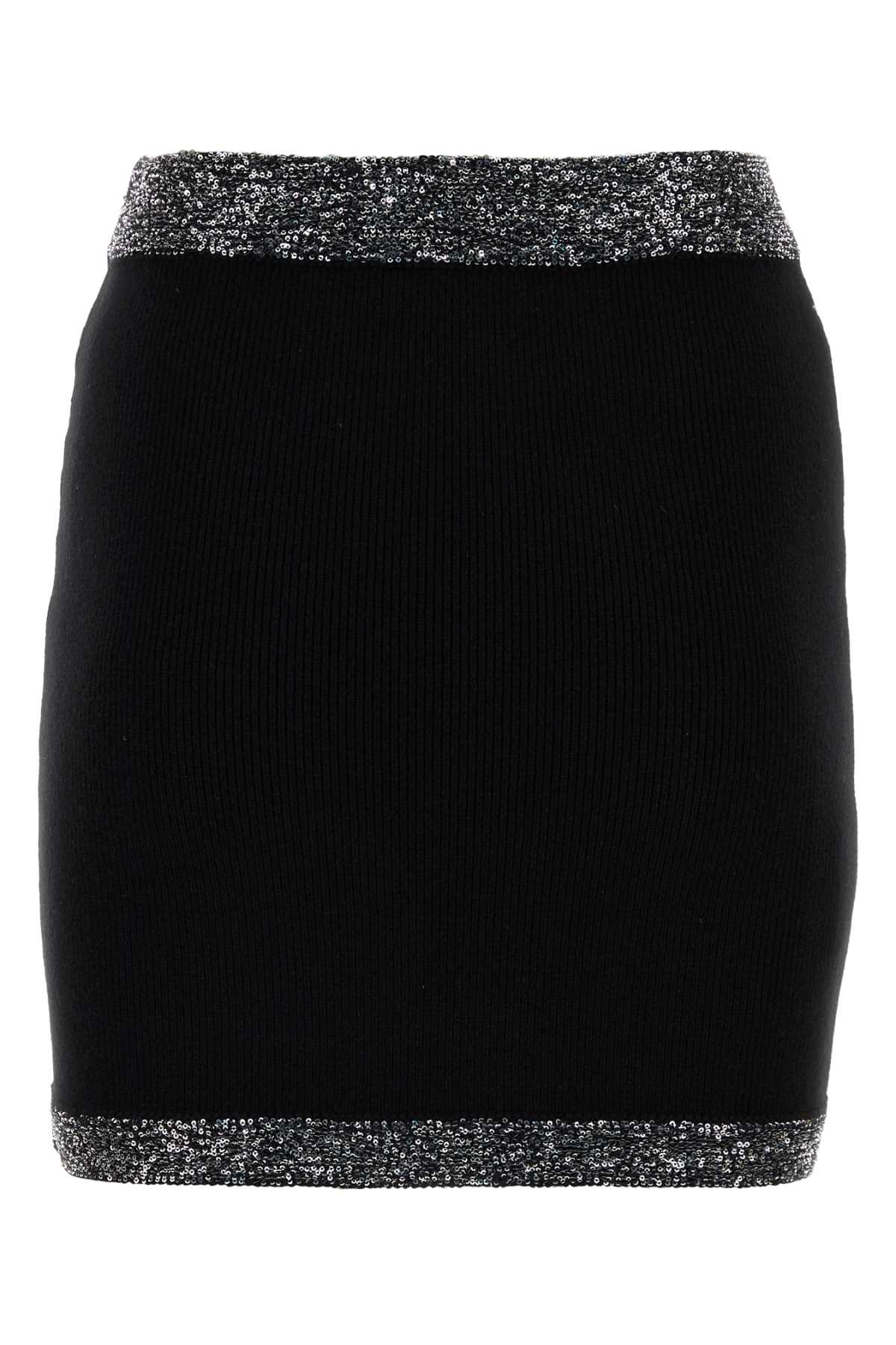 Black stretch cashmere blend mini skirt MMG484SOOO1331F0806 (MIU MIU / スカート ) | MIU MIU (ミュウミュウ)(1)