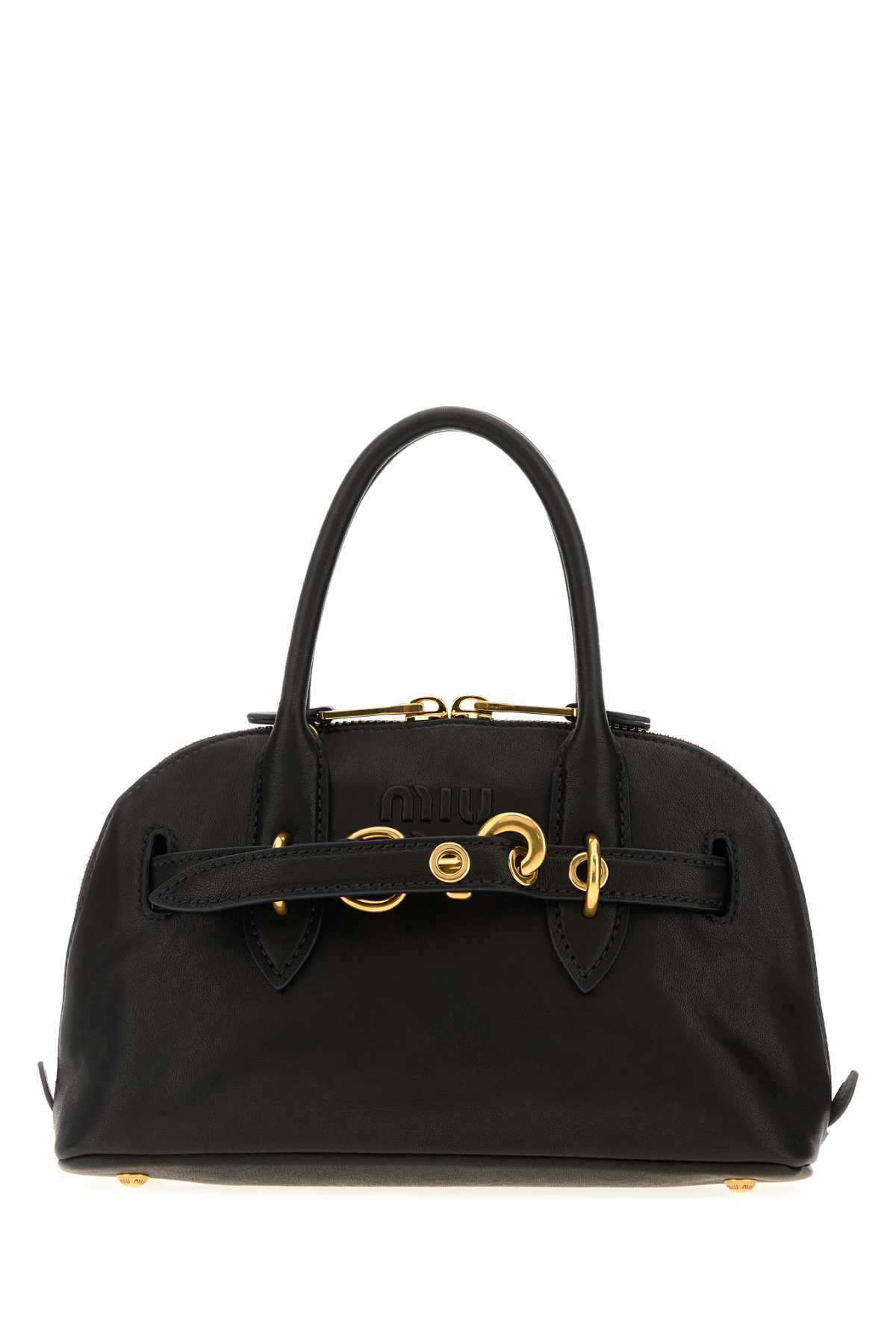 Black leather Aventure handbag 5BB1692BBLF0002 (MIU MIU / ハンドバッグ・ショルダーバッグ ) | MIU MIU (ミュウミュウ)