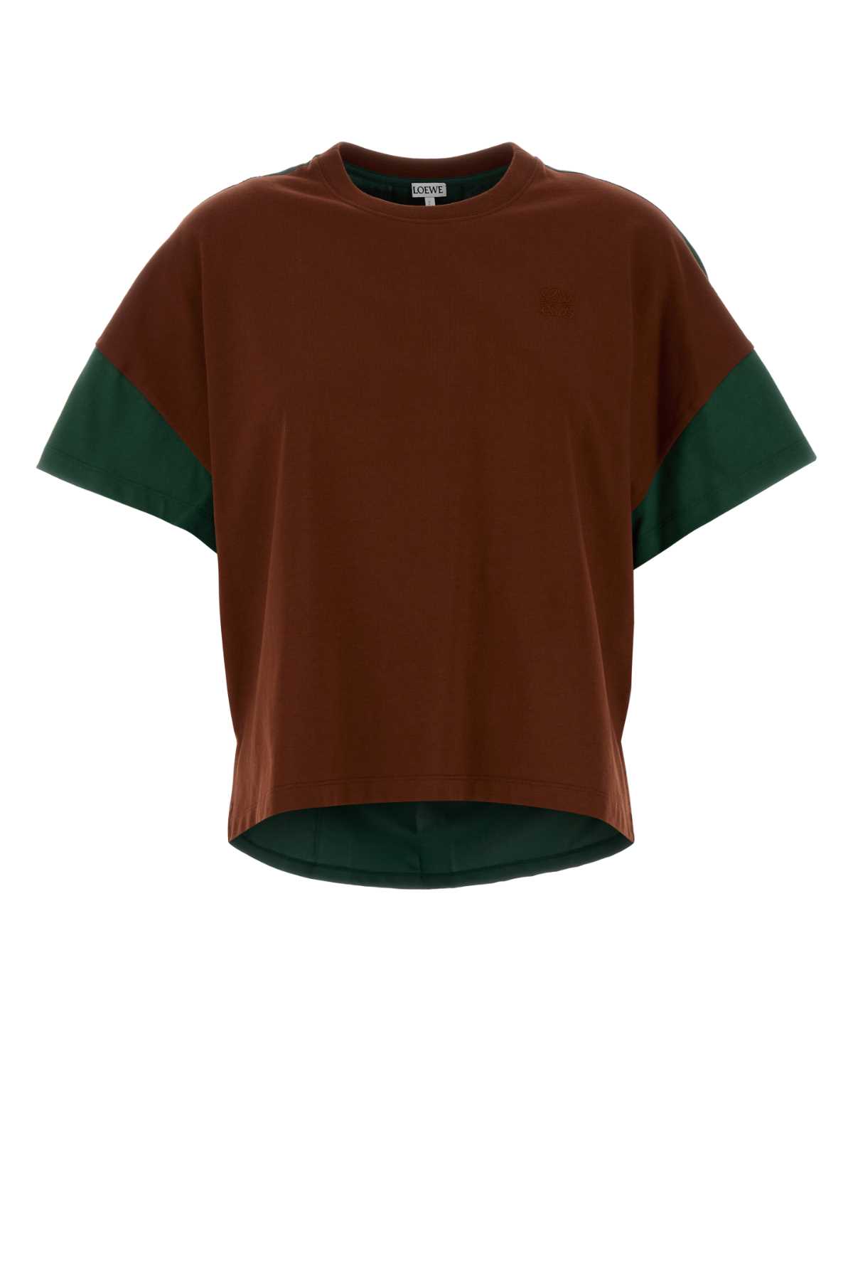Multicolor cotton and silk t-shirt S540Y22X79BROWNDARKGREEN (LOEWE / Tシャツ・カットソー ) | LOEWE (ロエベ)