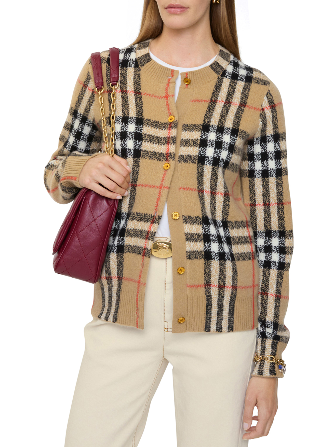 WOOL AND CASHMERE CHECK CARDIGAN 8116947B9368 (Burberry / ニット・セーター・カーディガン ) | Burberry (バーバリー)(1)