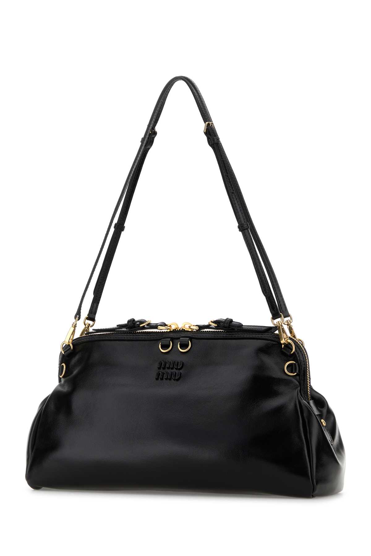 Black leather shoulder bag 5BF1292IEOF0002 (MIU MIU / ハンドバッグ・ショルダーバッグ ) | MIU MIU (ミュウミュウ)(1)