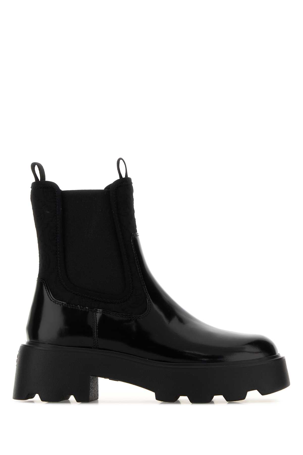 Black leather and fabric Chelsea ankle boots 177079004 (TORY BURCH / ブーツ ) | TORY BURCH (トリーバーチ)