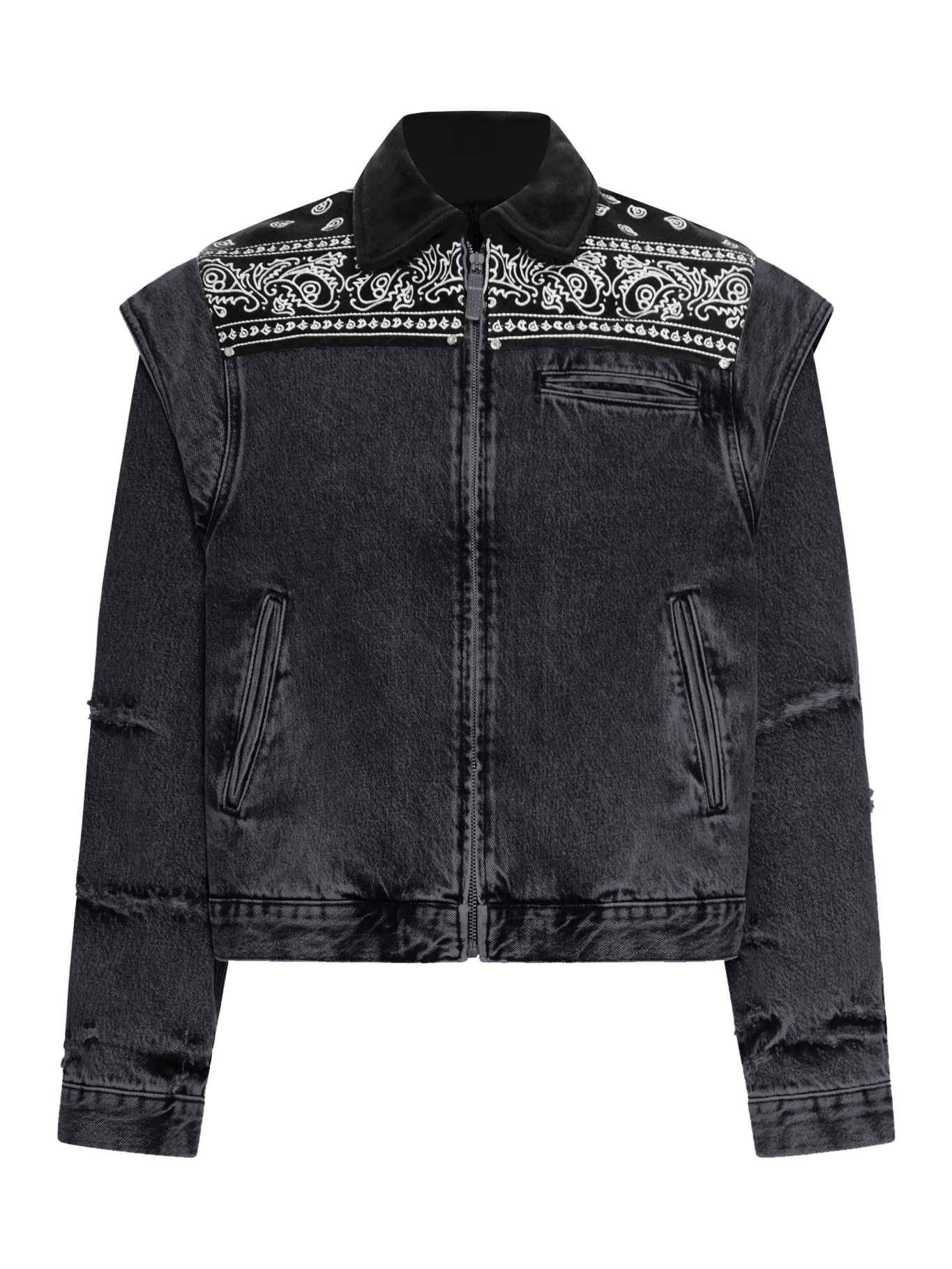 DENIM CAPE JACKET WITH BANDANA EFFECT DFM09027DF119WHBLKWHBLK (PDF / カジュアルジャケット ) | PDF (プロジェクト ドメニコ フォルミケッティ)
