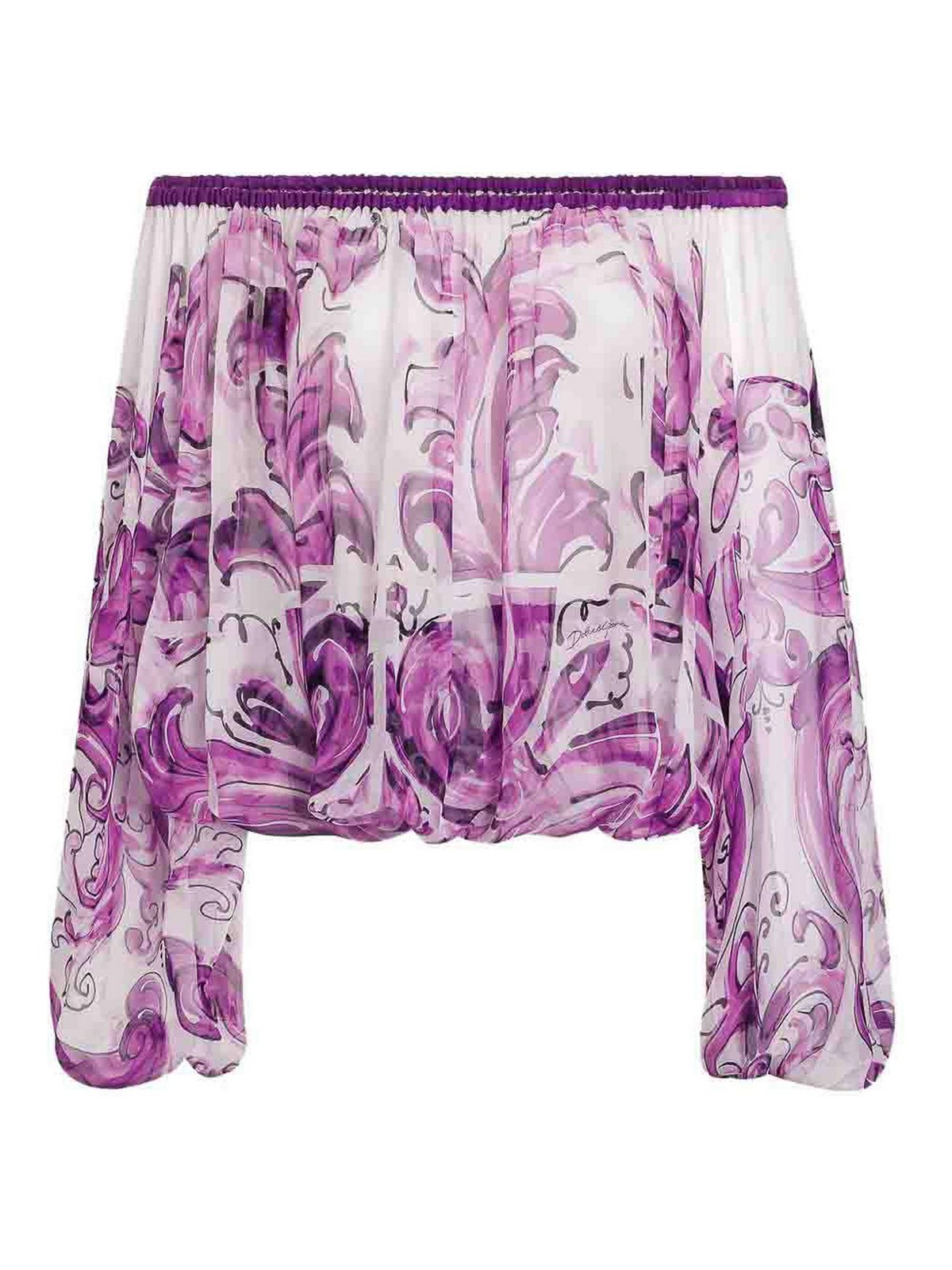 Majolica-Print Silk Chiffon Top F72G7THI1T4HP5DQ (Dolce & Gabbana / シャツ・ブラウス ) | Dolce & Gabbana (ドルチェガッバーナ)