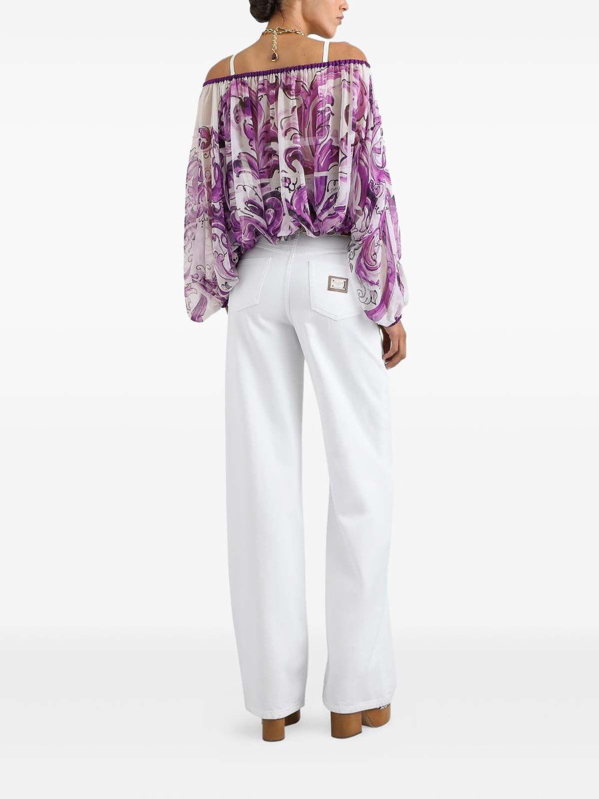 Majolica-Print Silk Chiffon Top F72G7THI1T4HP5DQ (Dolce & Gabbana / シャツ・ブラウス ) | Dolce & Gabbana (ドルチェガッバーナ)(1)