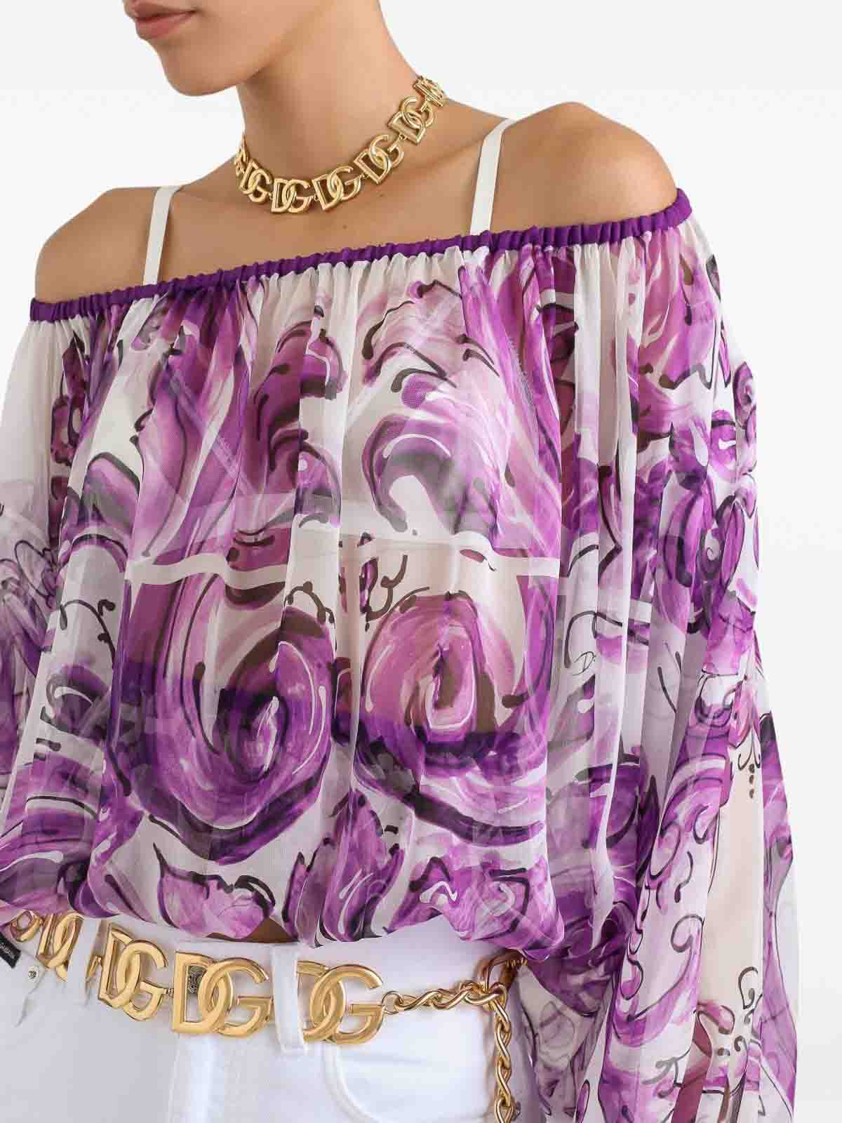 Majolica-Print Silk Chiffon Top F72G7THI1T4HP5DQ (Dolce & Gabbana / シャツ・ブラウス ) | Dolce & Gabbana (ドルチェガッバーナ)(3)