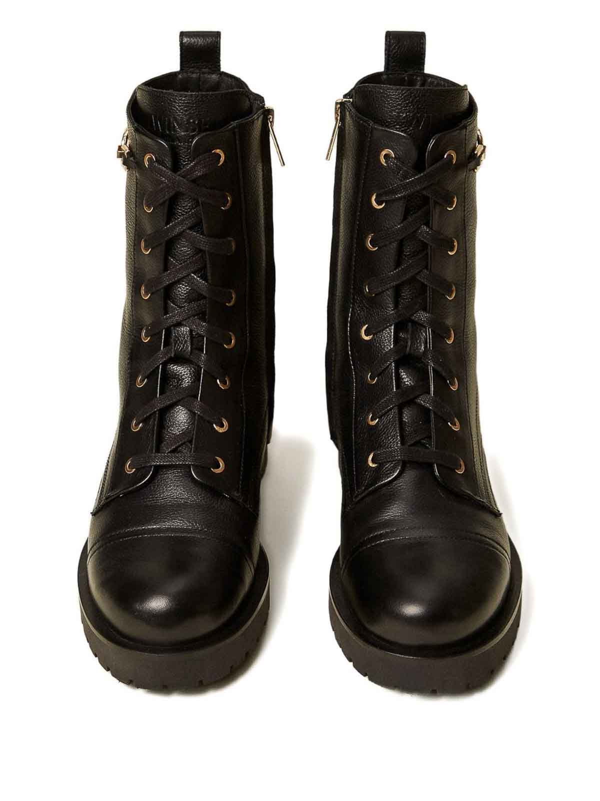Leather Combat Boots With Chain And Oval T 252TCP15000006 (TWINSET / ブーツ ) | TWINSET (ツインセット)(2)