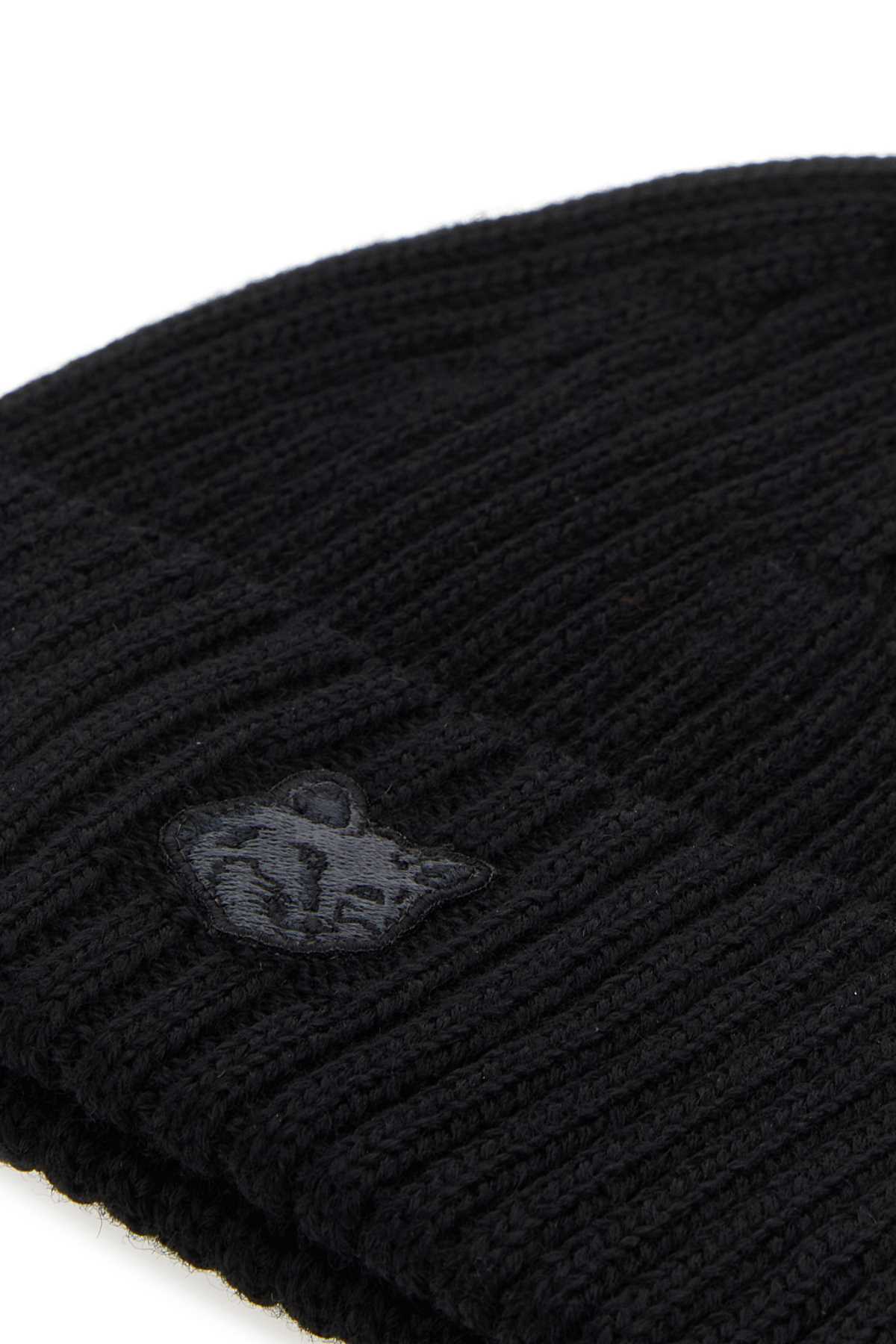 Black wool beanie hat LM06111KT1022P199 (Maison Kitsuné / 帽子 ) | Maison Kitsuné (メゾン キツネ)(2)