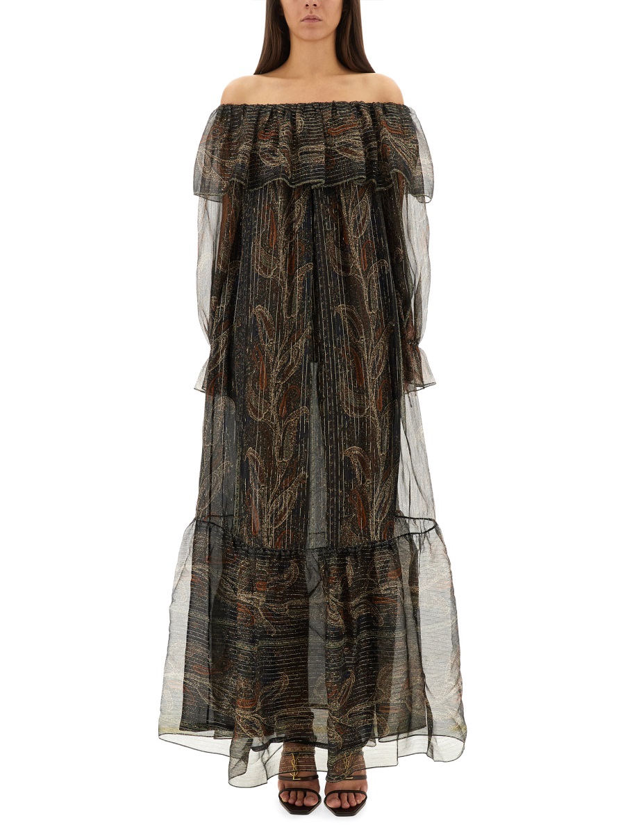 SILK LUREX CREPONNE DRESS 817332Y3K614052 (Saint Laurent / ワンピース・ドレス・オールインワン ) | Saint Laurent (サンローラン)