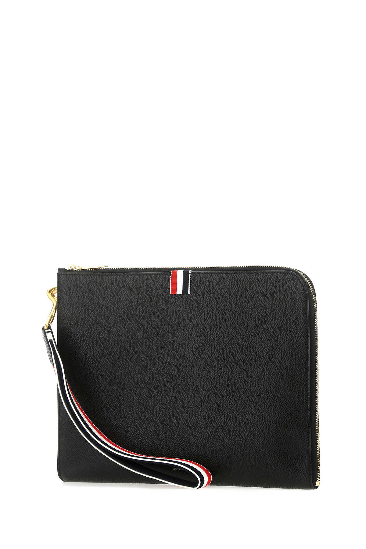 Black leather medium clutch MAC083A00198001 (Thom Browne / クラッチバッグ・ポーチ ) | Thom Browne (トム・ブラウン)(1)