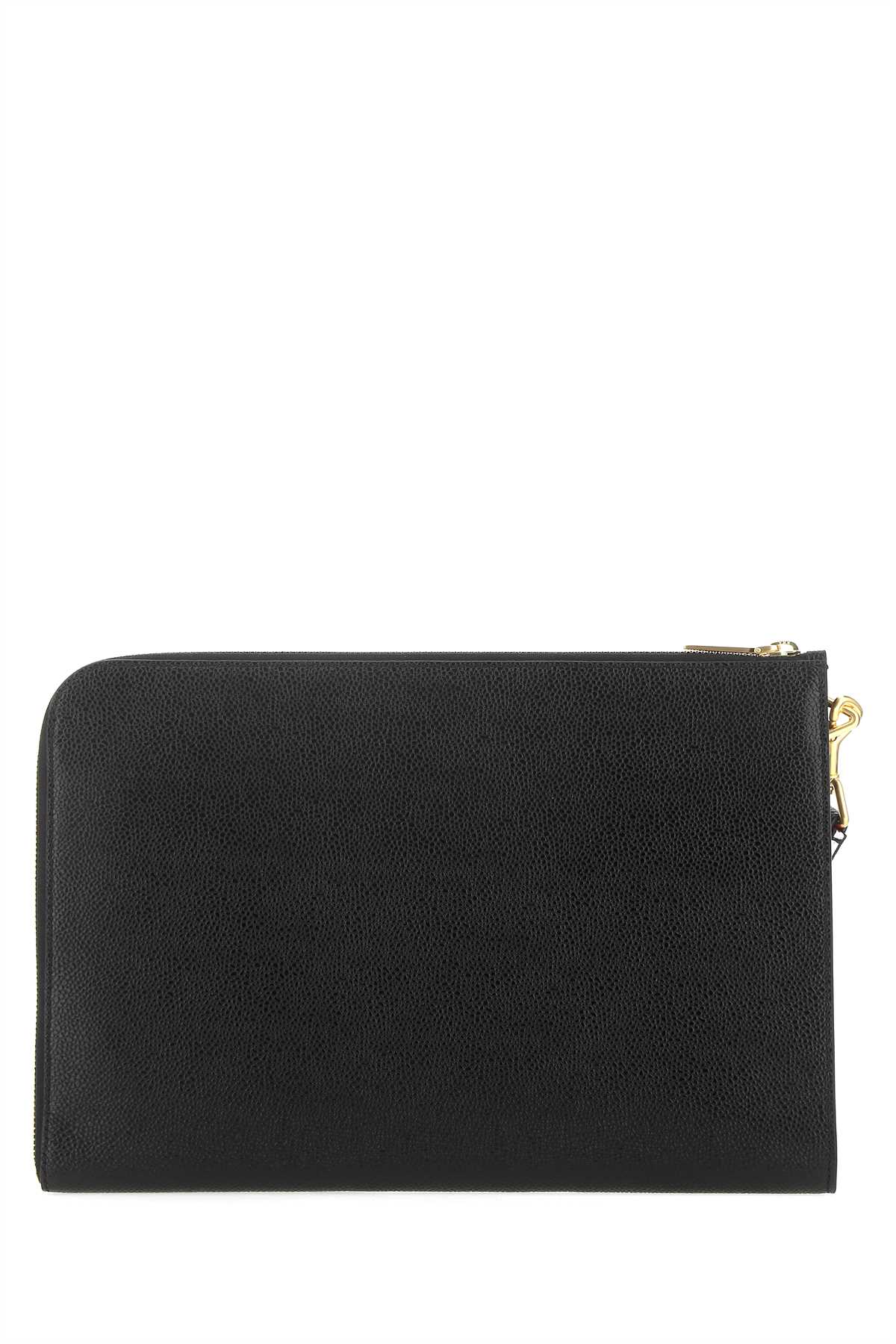 Black leather medium clutch MAC083A00198001 (Thom Browne / クラッチバッグ・ポーチ ) | Thom Browne (トム・ブラウン)(2)