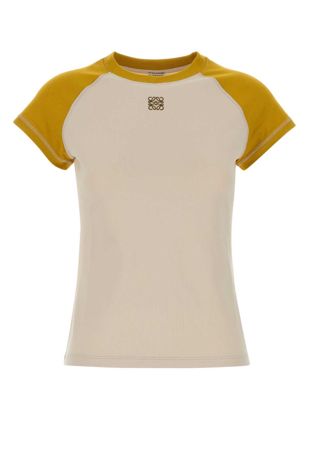 Sand stretch cotton blend t-shirt S540Y22X76MUSTARDBRONZE (LOEWE / Tシャツ・カットソー ) | LOEWE (ロエベ)