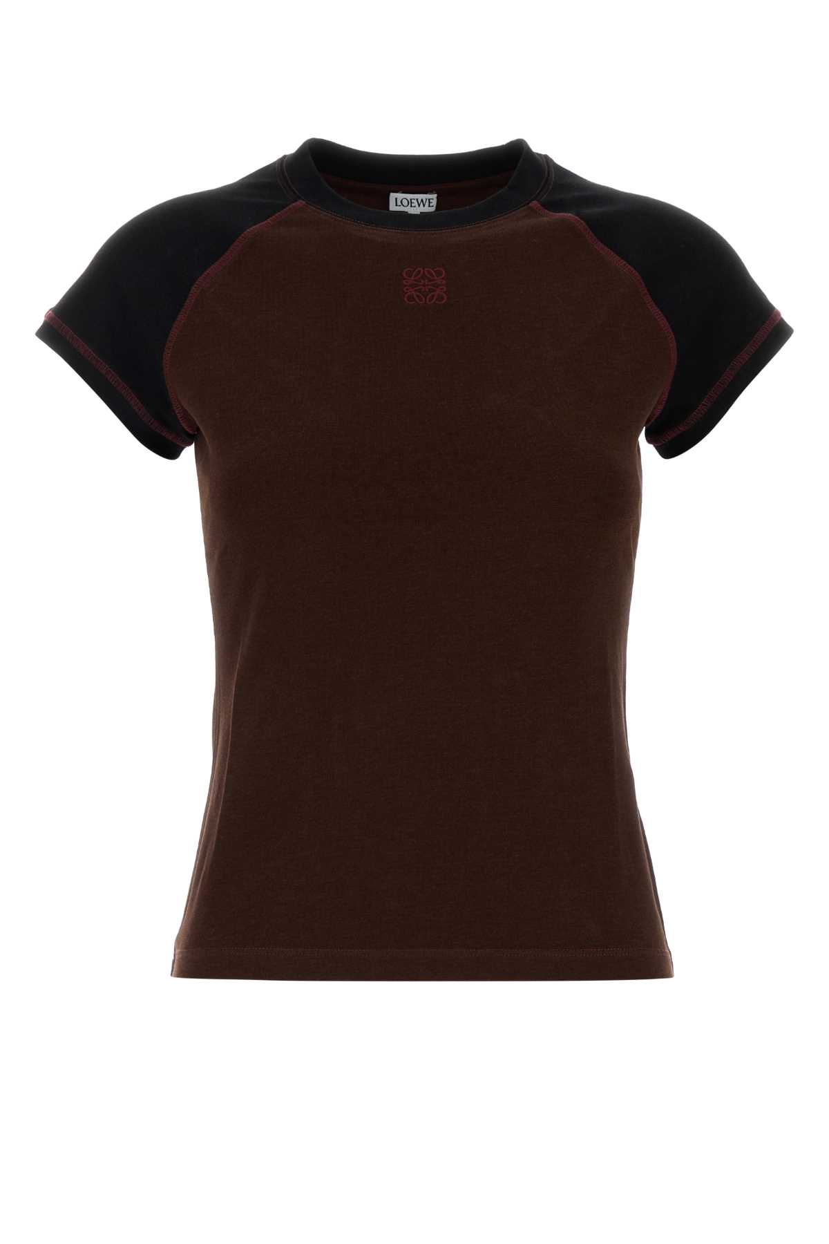 Brown stretch cotton blend t-shirt S540Y22X76BLACKBURGUNDY (LOEWE / Tシャツ・カットソー ) | LOEWE (ロエベ)