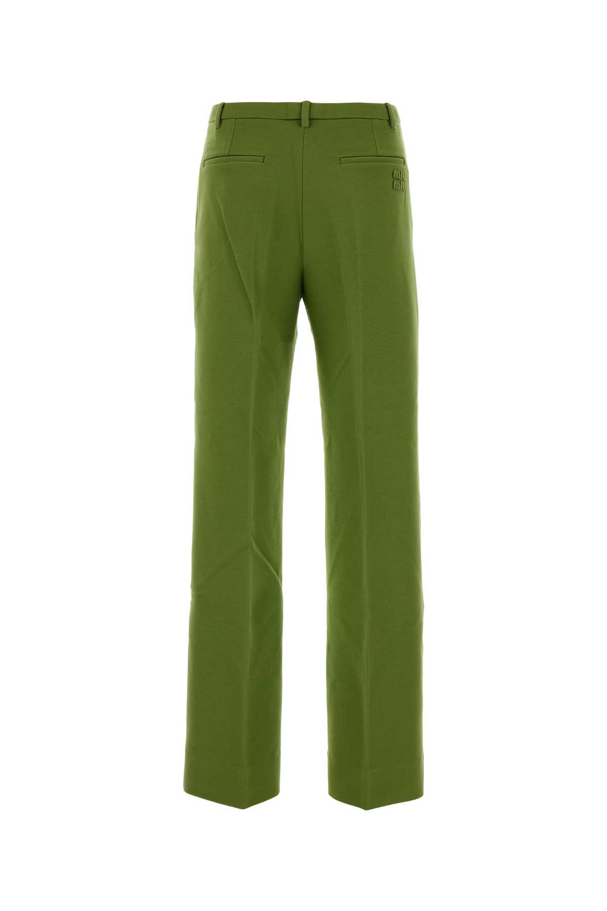 Green stretch viscose blend pant MP1931SOOO18FQF0089 (MIU MIU / パンツ ) | MIU MIU (ミュウミュウ)(1)