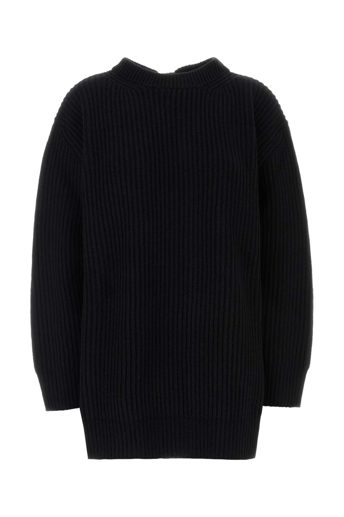 Black stretch wool blend oversize sweater S62HL0042M13192900 (MM6 Maison Margiela / ニット・セーター・カーディガン ) | MM6 Maison Margiela (エムエムシックス)