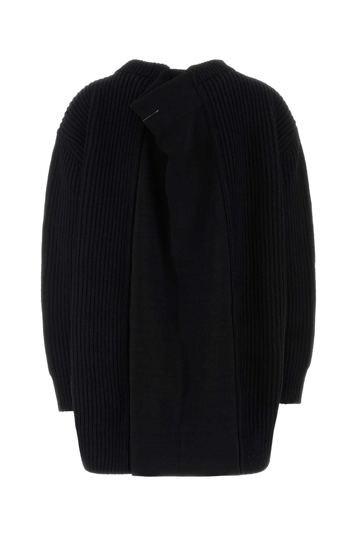 Black stretch wool blend oversize sweater S62HL0042M13192900 (MM6 Maison Margiela / ニット・セーター・カーディガン ) | MM6 Maison Margiela (エムエムシックス)(1)