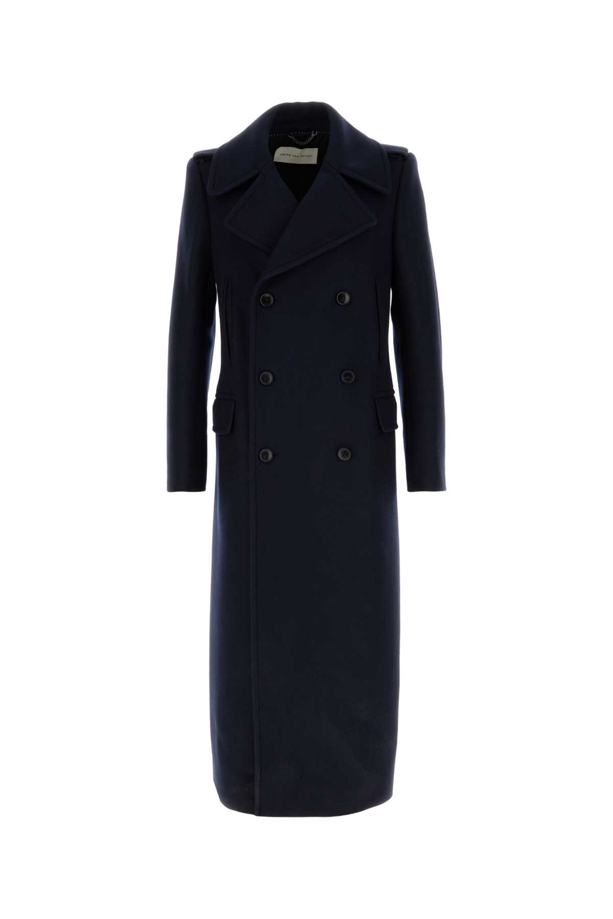 Navy blue wool blend Rafaell coat 2520202352216509 (Dries Van Noten / コート ) | Dries Van Noten (ドリスヴァンノッテン)