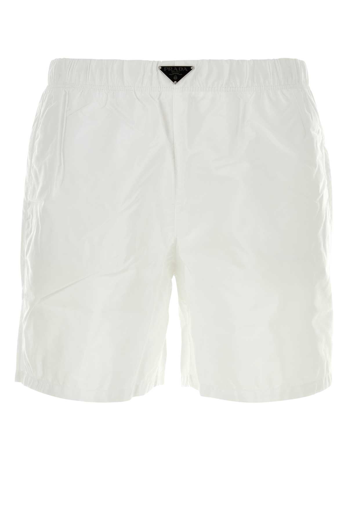 White Re-Nylon swimming shorts UB372SOOO1WQ9F0009 (Prada / スイムウェア ) | Prada (プラダ)