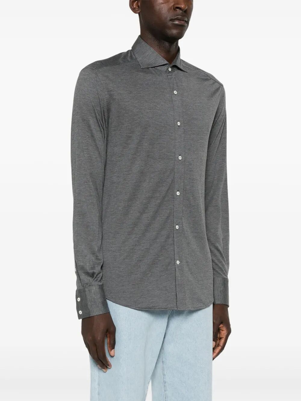 SILK AND COTTON LIGHTWEIGHT JERSEY SHIRT WITH SPEAD COLLAR MH8366686C572 (Brunello Cucinelli / シャツ・ブラウス ) | Brunello Cucinelli (ブルネロ・クチネリ)(1)