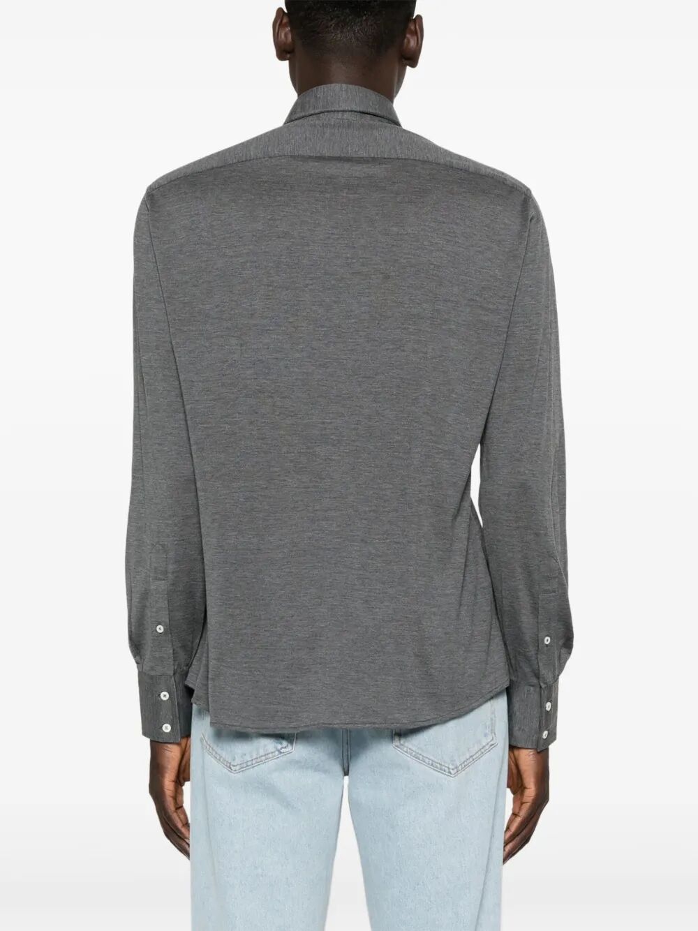 SILK AND COTTON LIGHTWEIGHT JERSEY SHIRT WITH SPEAD COLLAR MH8366686C572 (Brunello Cucinelli / シャツ・ブラウス ) | Brunello Cucinelli (ブルネロ・クチネリ)(2)