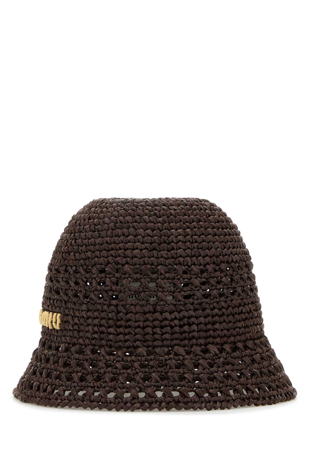 Brown raffia bucket hat 5HC2872DO1F0966 (MIU MIU / 帽子 ) | MIU MIU (ミュウミュウ)