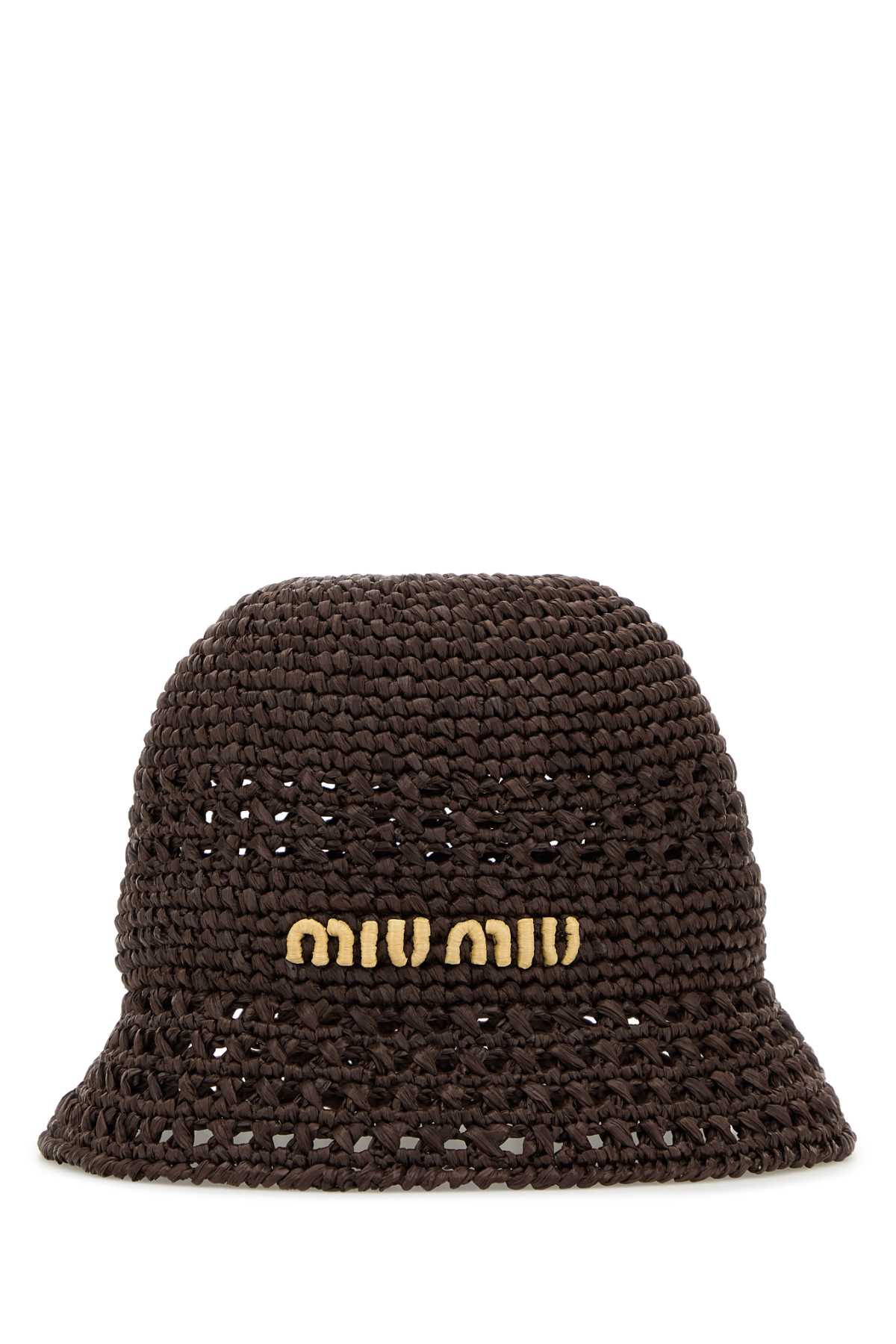 Brown raffia bucket hat 5HC2872DO1F0966 (MIU MIU / 帽子 ) | MIU MIU (ミュウミュウ)(1)