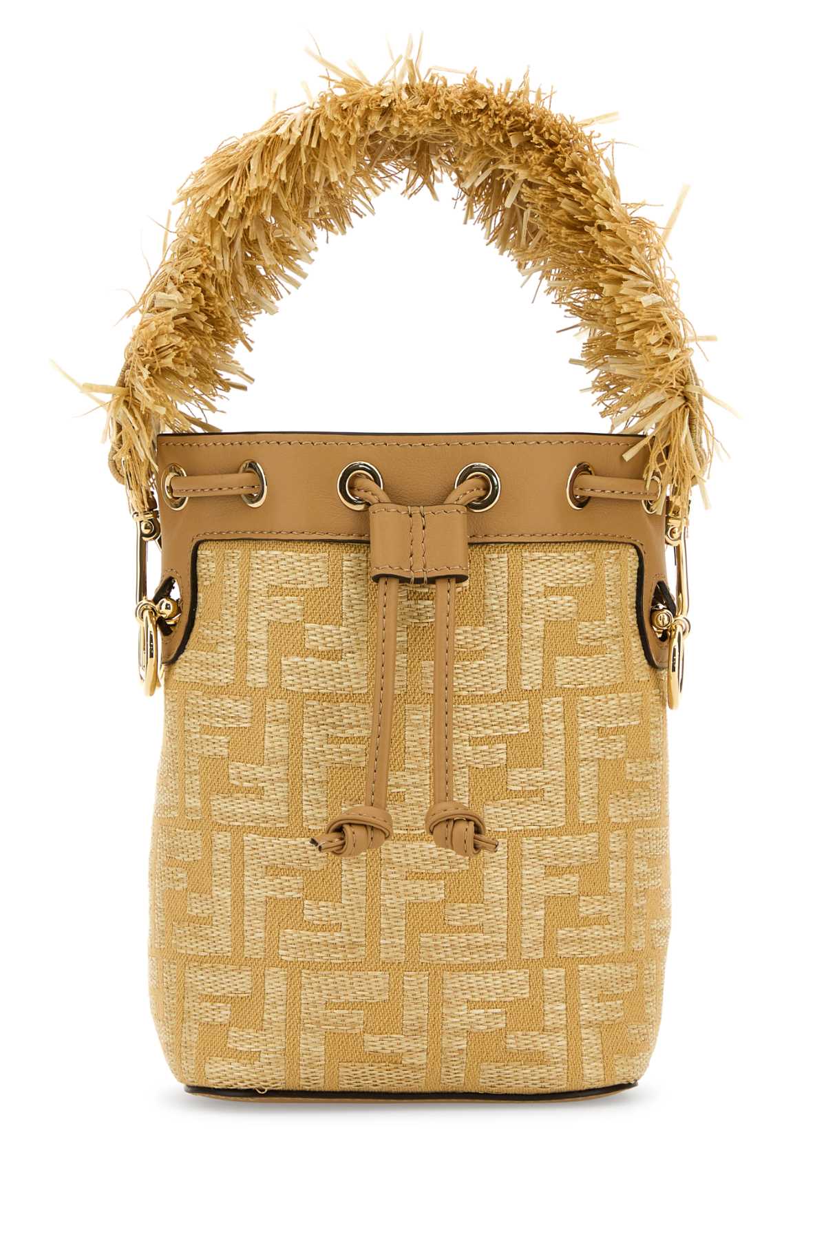 Embroidered raffia mini Mon Tresor bucket bag 8BS093AV23F17A1 (FENDI / ハンドバッグ・ショルダーバッグ ) | FENDI (フェンディ)