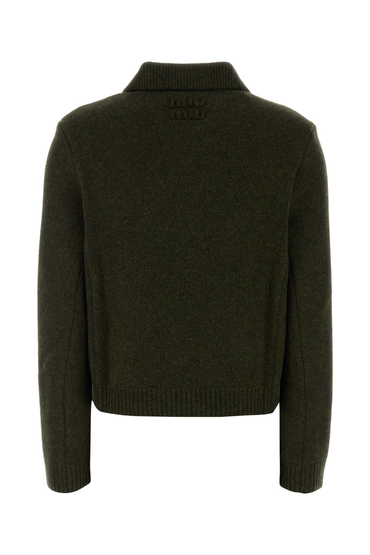 Bottle green wool cardigan MMJ151SOOO18H1F0161 (MIU MIU / ニット・セーター・カーディガン ) | MIU MIU (ミュウミュウ)(1)