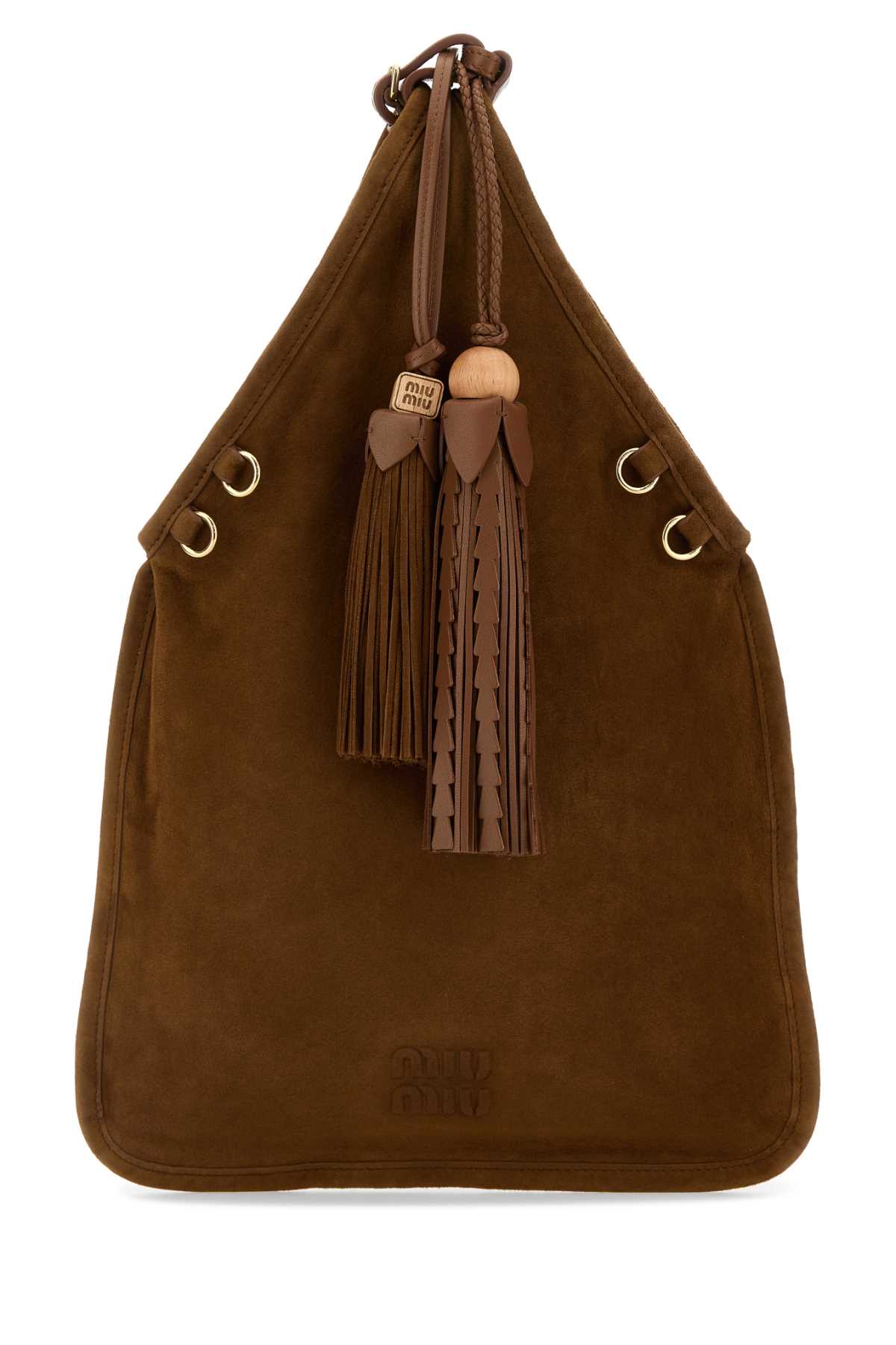Brown suede handbag 5BA295VOLO2CSSF0316 (MIU MIU / ハンドバッグ・ショルダーバッグ ) | MIU MIU (ミュウミュウ)