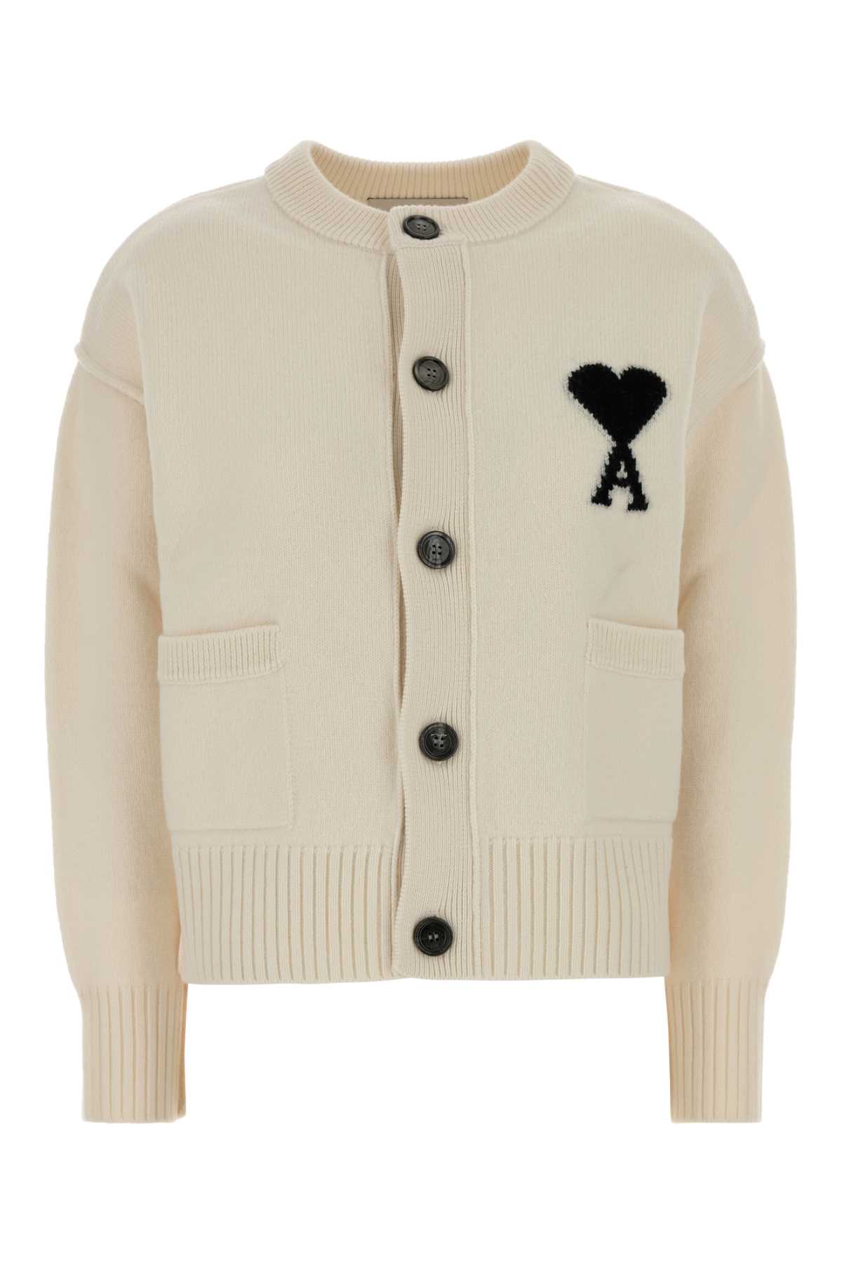 Ivory wool cardigan UKC368018151 (AMI Paris / ニット・セーター・カーディガン ) | AMI Paris (アミパリス)