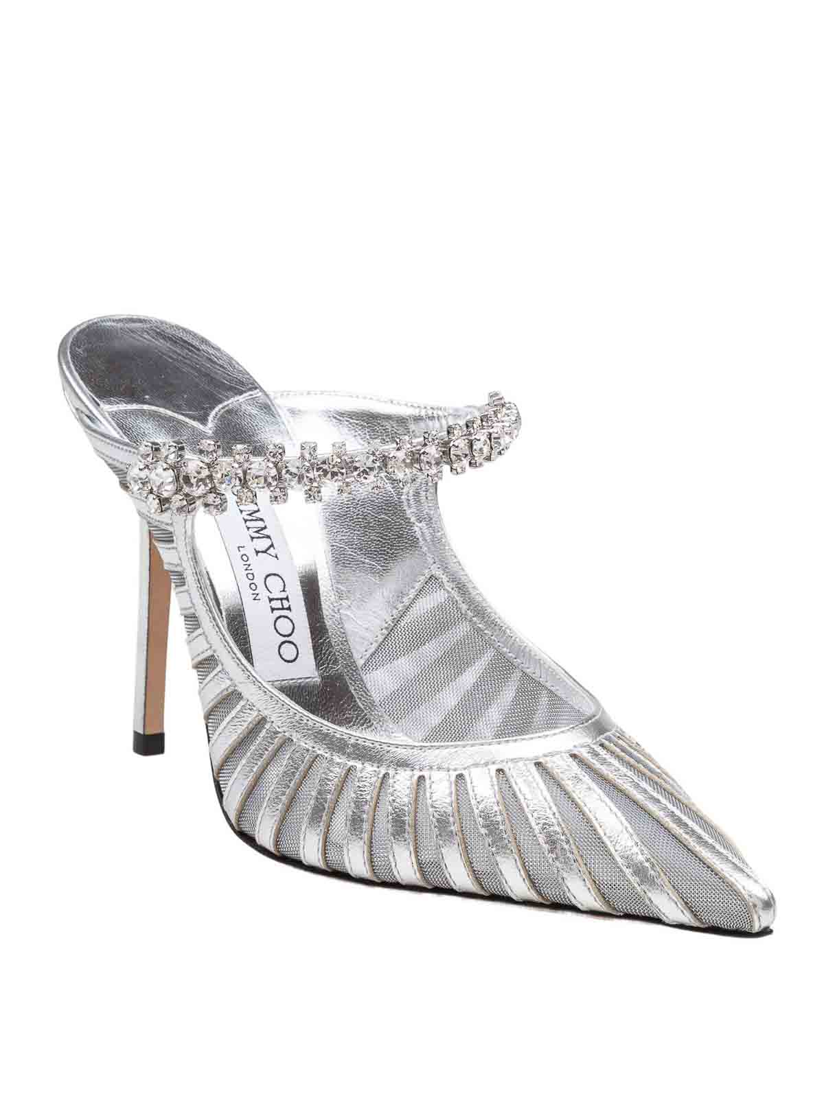Mules in silver leather and tulle BING100GDJ (JIMMY CHOO / サンダル ) | JIMMY CHOO (ジミー チュウ)(1)