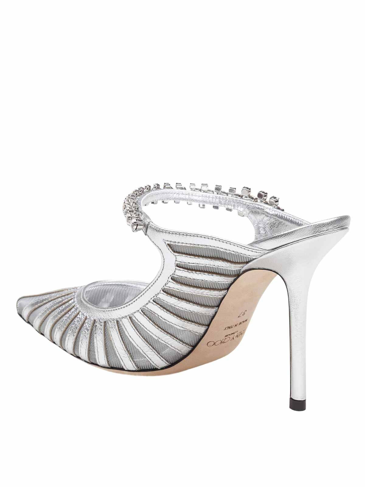 Mules in silver leather and tulle BING100GDJ (JIMMY CHOO / サンダル ) | JIMMY CHOO (ジミー チュウ)(3)