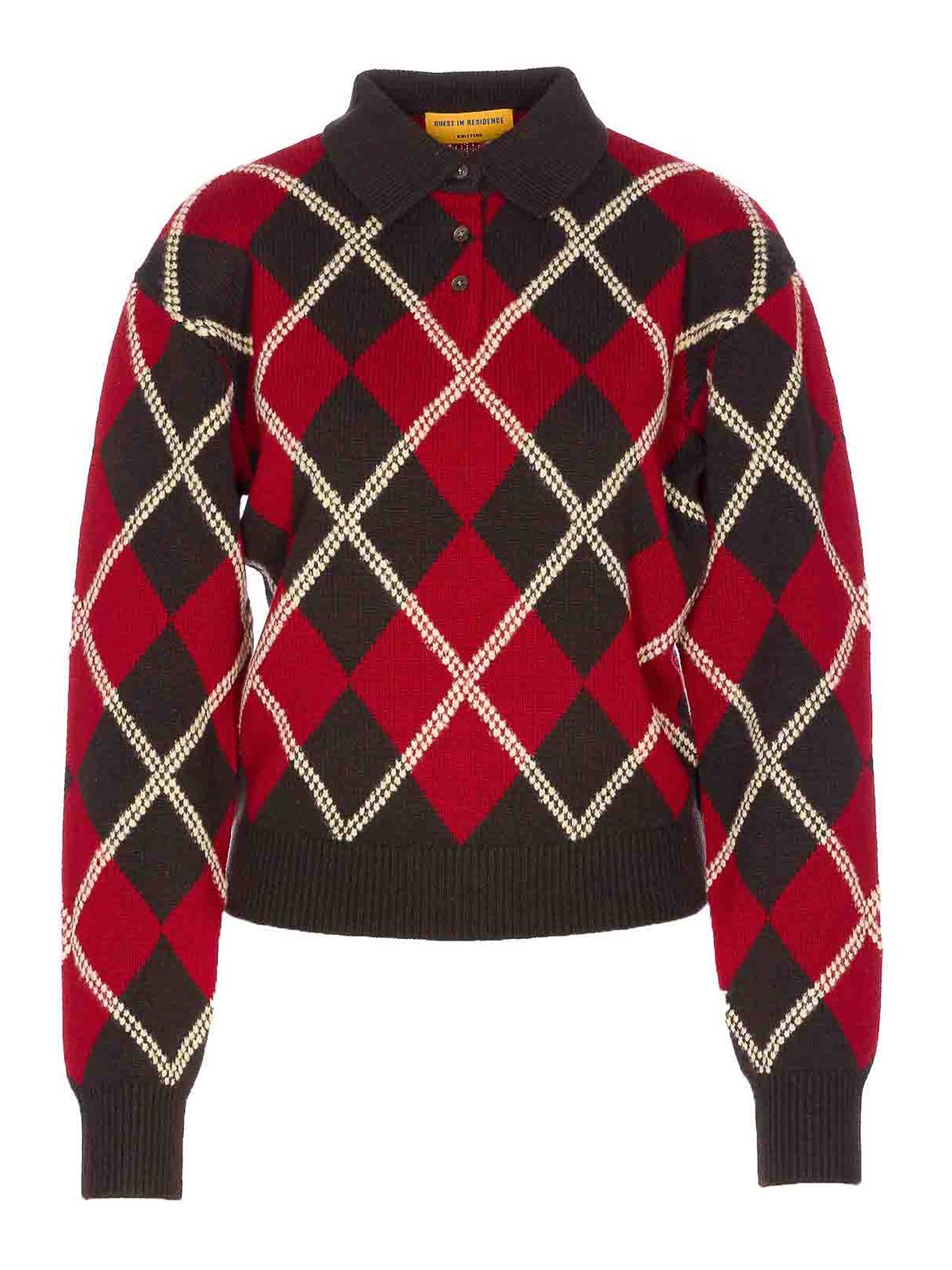 Argyle Long Sleeves Polo W34327AMBRCCO (GUEST IN RESIDENCE / ニット・セーター・カーディガン ) | GUEST IN RESIDENCE (ゲスト イン レジデンス)