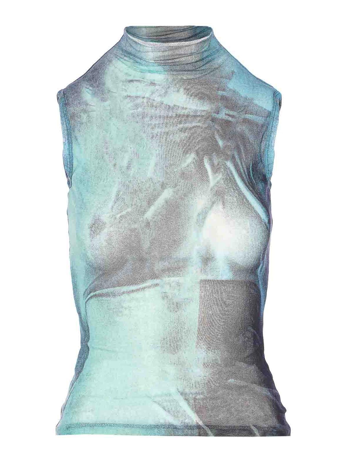 Light Blue Mesh High Neck Top TO311M004P5557 (Jean Paul GAULTIER / タンクトップ・キャミソール ) | Jean Paul GAULTIER (ジャンポール ゴルチエ)