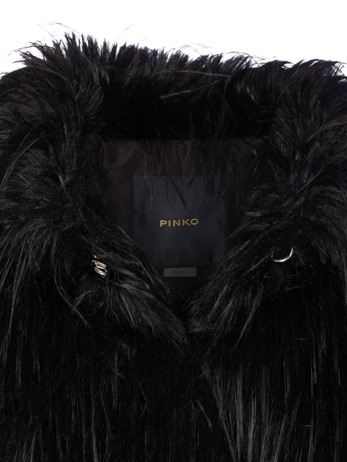 Black Faux Fur Jacket 106045A2ZOZ99 (PINKO / レザー&ファージャケット・コート ) | PINKO (ピンコ)(3)