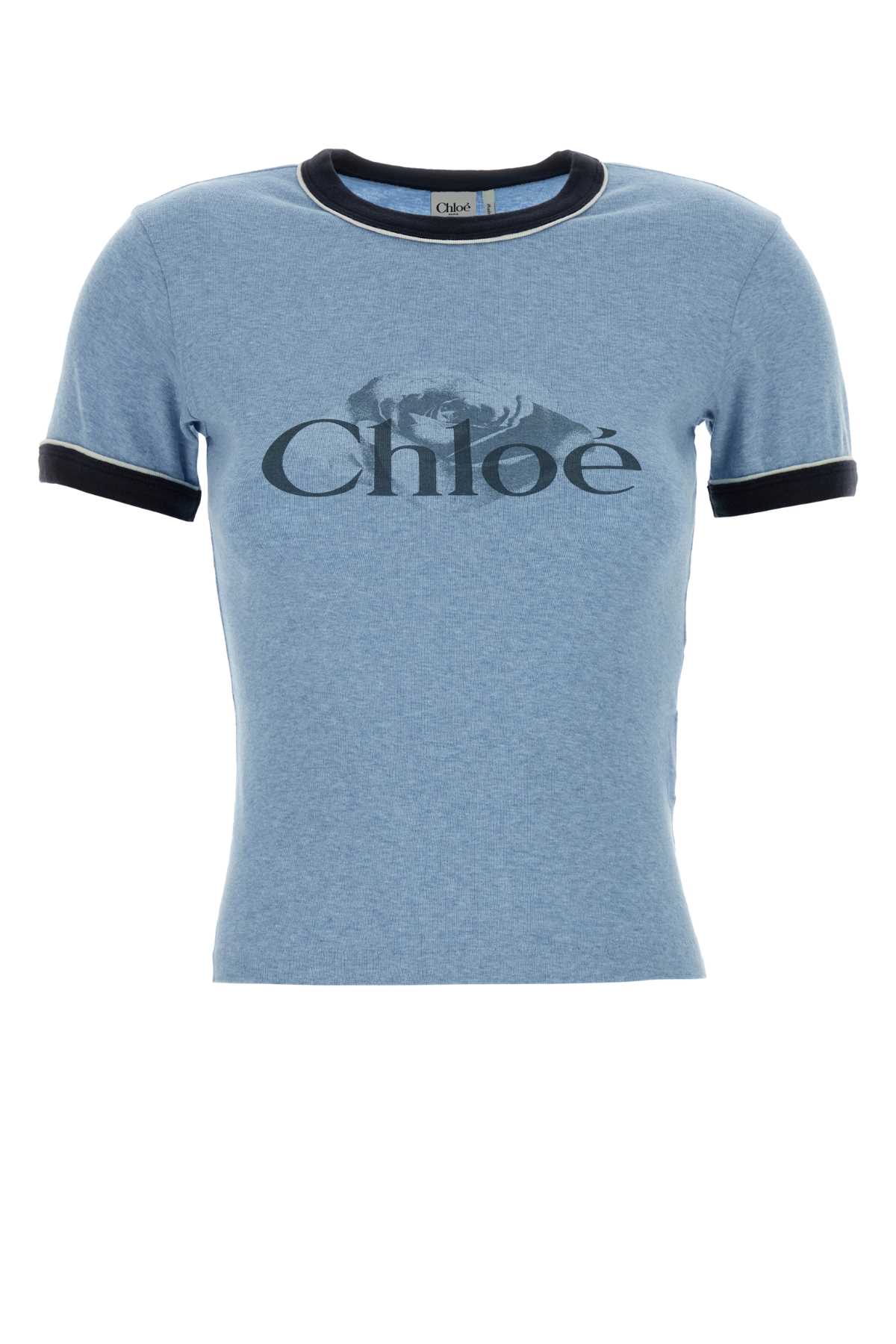 Light blue cotton t-shirt CH25WJH03198433 (Chloé / Tシャツ・カットソー ) | Chloé (クロエ)