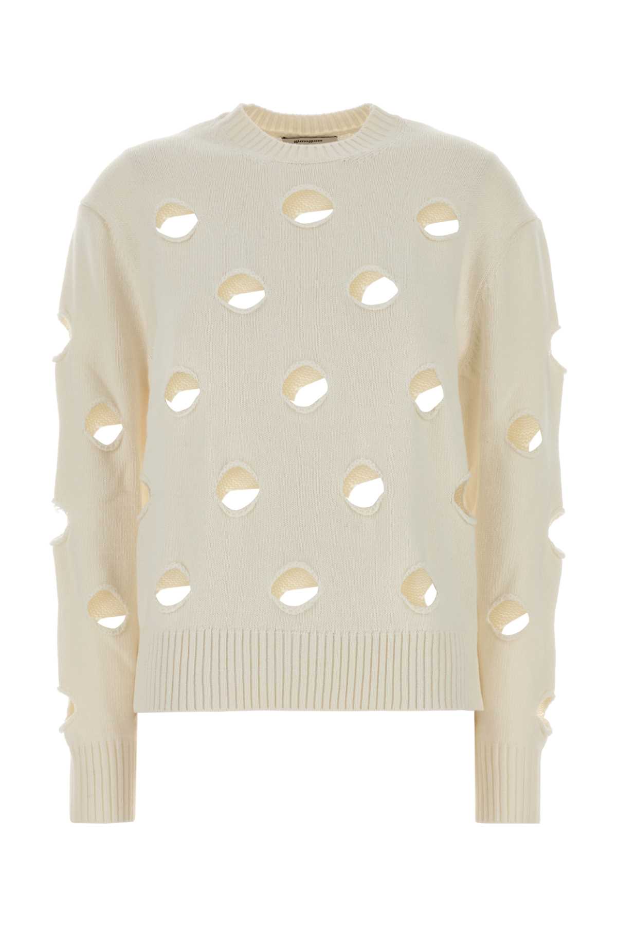 Ivory wool blend Dots sweater DOTSJUMPERWHITE (gimaguas / ニット・セーター・カーディガン ) | gimaguas (ギマガス)