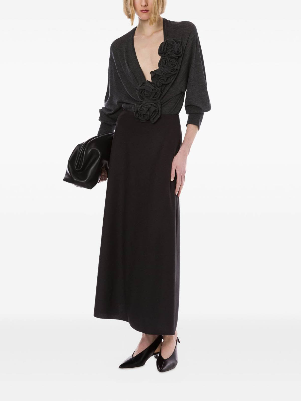 Dark Grey High-Waisted Midi Skirt 010466350509 (ALBERTA FERRETTI / スカート ) | ALBERTA FERRETTI (アルベルタ フェレッティ)(2)