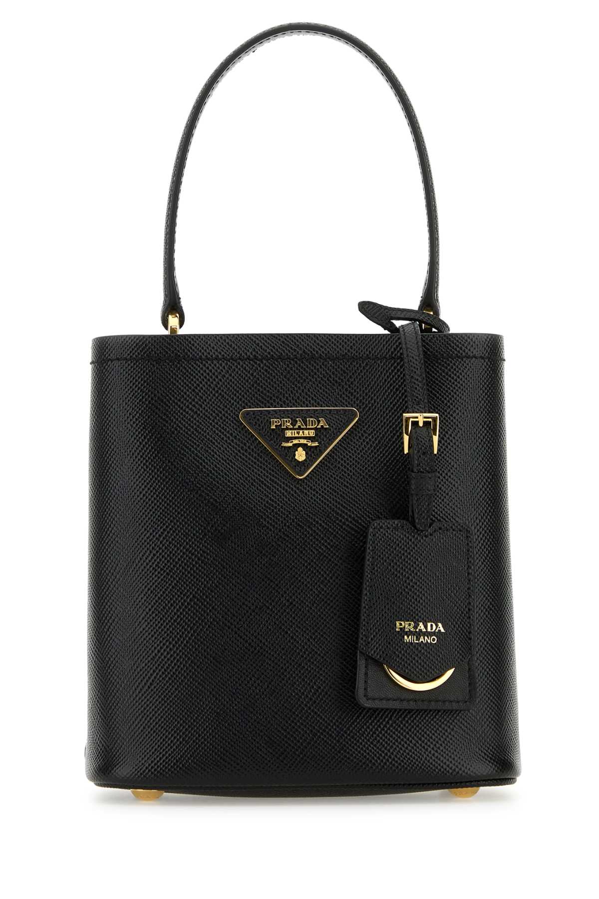 Black leather small Panier handbag 1BA217VOOD2ERXF0002 (Prada / ハンドバッグ・ショルダーバッグ ) | Prada (プラダ)