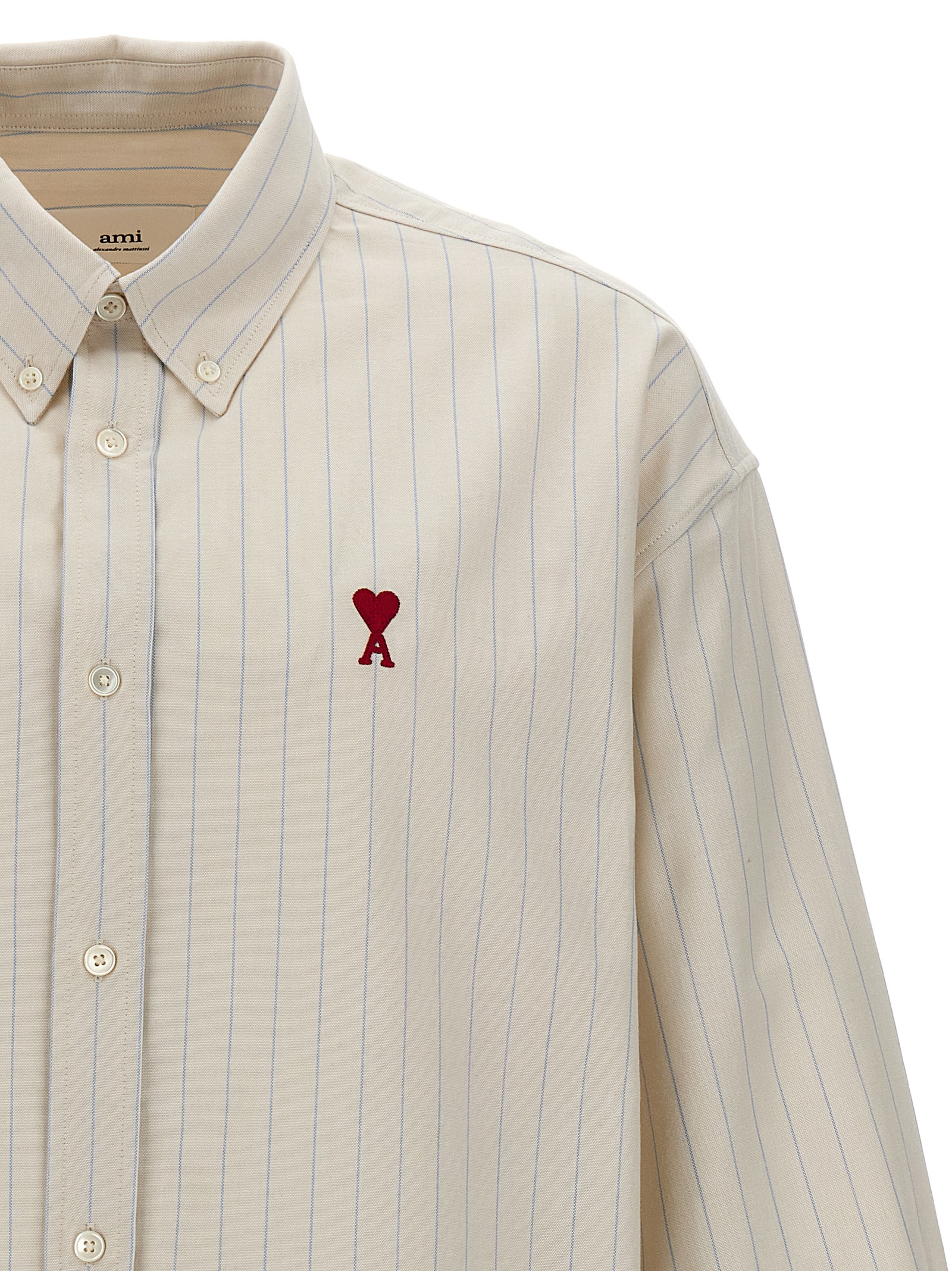 Logo embroidery striped shirt USH130CO0067195 (AMI Paris / シャツ・ブラウス ) | AMI Paris (アミパリス)(2)