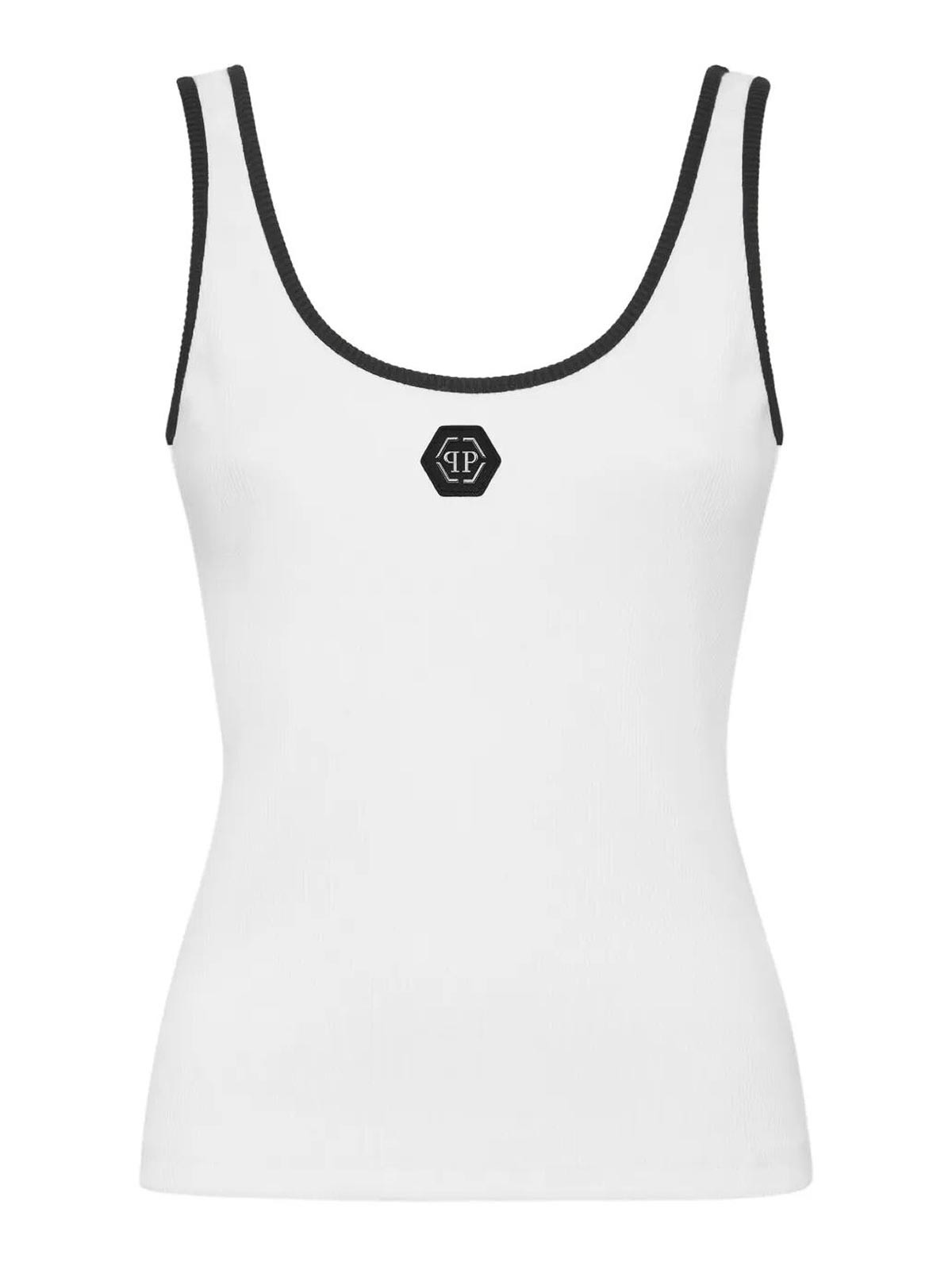 Cotton Rib Tank Top `Hexagon` FAECWTK3737PTE004N01 (PHILIPP PLEIN / タンクトップ・キャミソール ) | PHILIPP PLEIN (フィリップ プレイン)