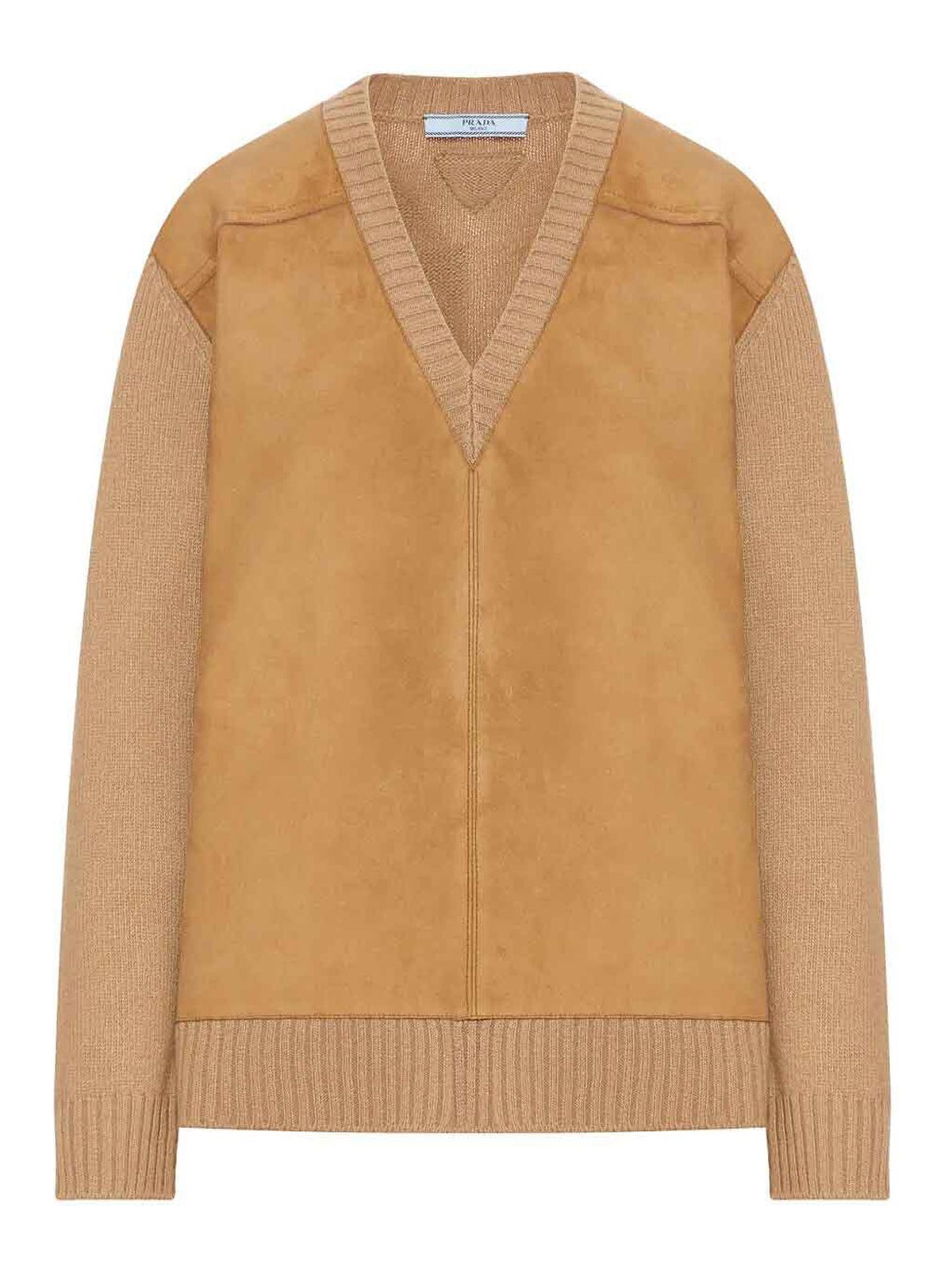 V-Neck Sweater With Suede Details P24T2B173PSOOOF0C59 (Prada / ニット・セーター・カーディガン ) | Prada (プラダ)
